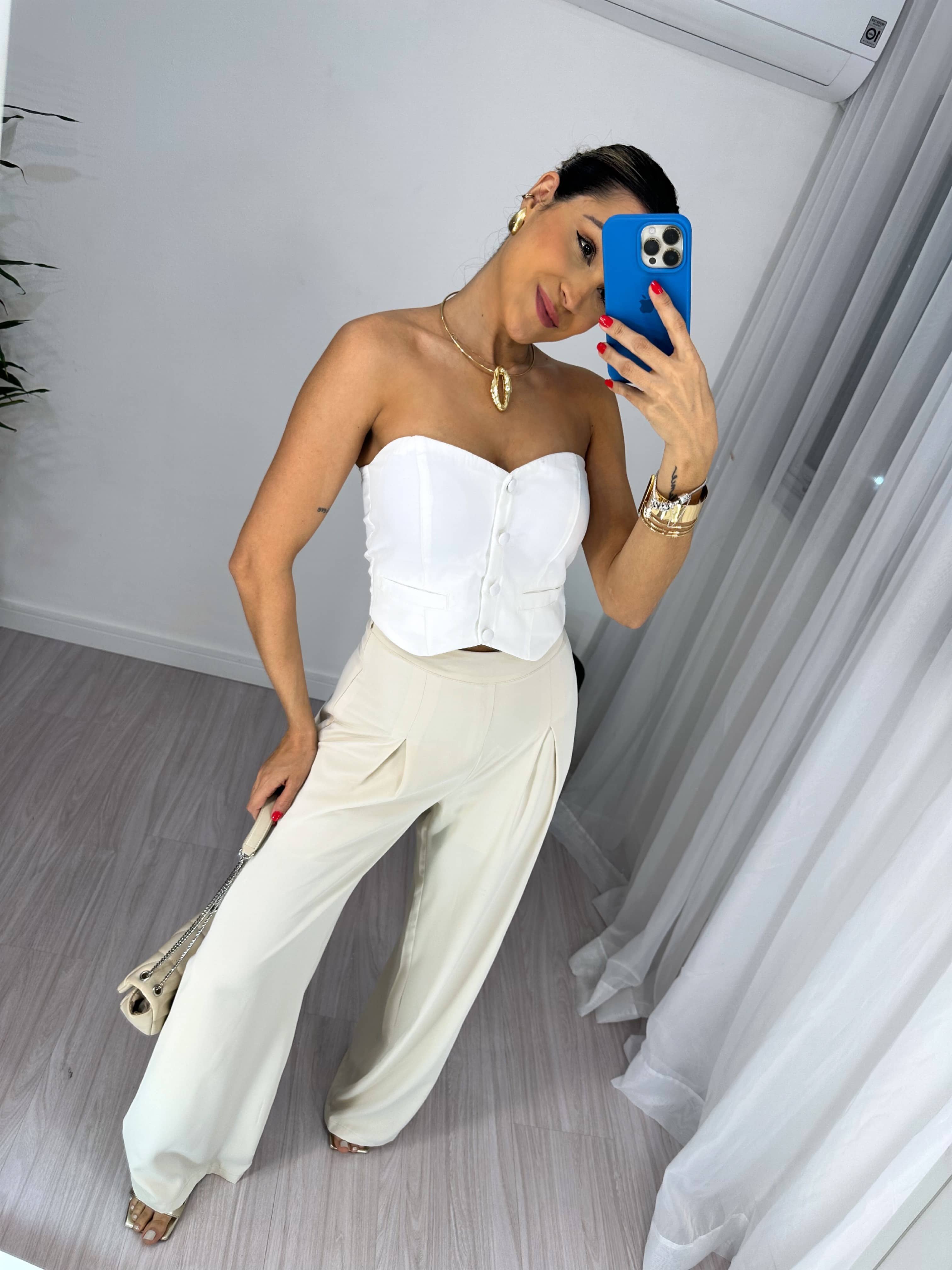 Calça Wide Leg Areia Carol