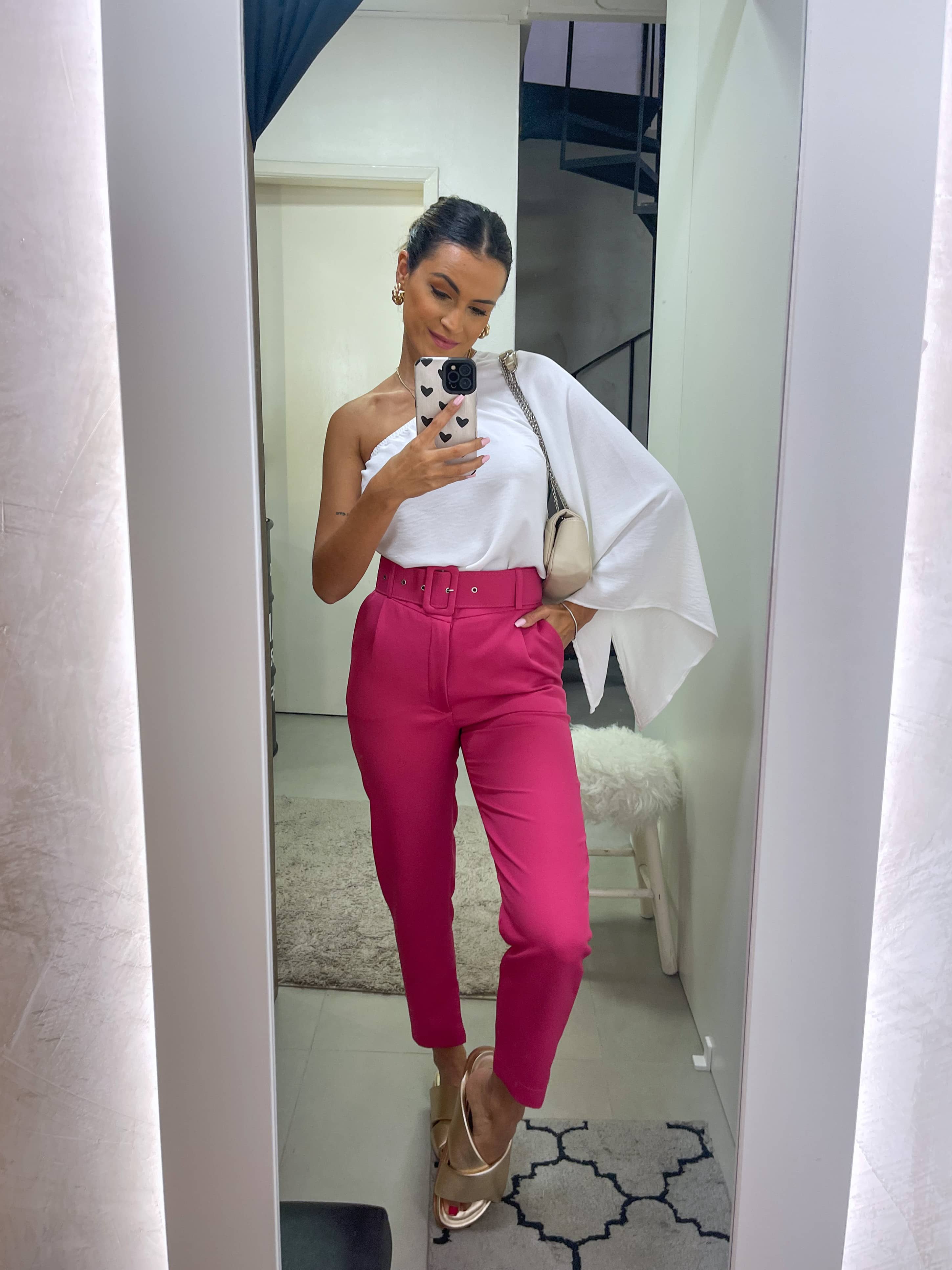 Calça Alfaiataria Giulia Rosa Cereja