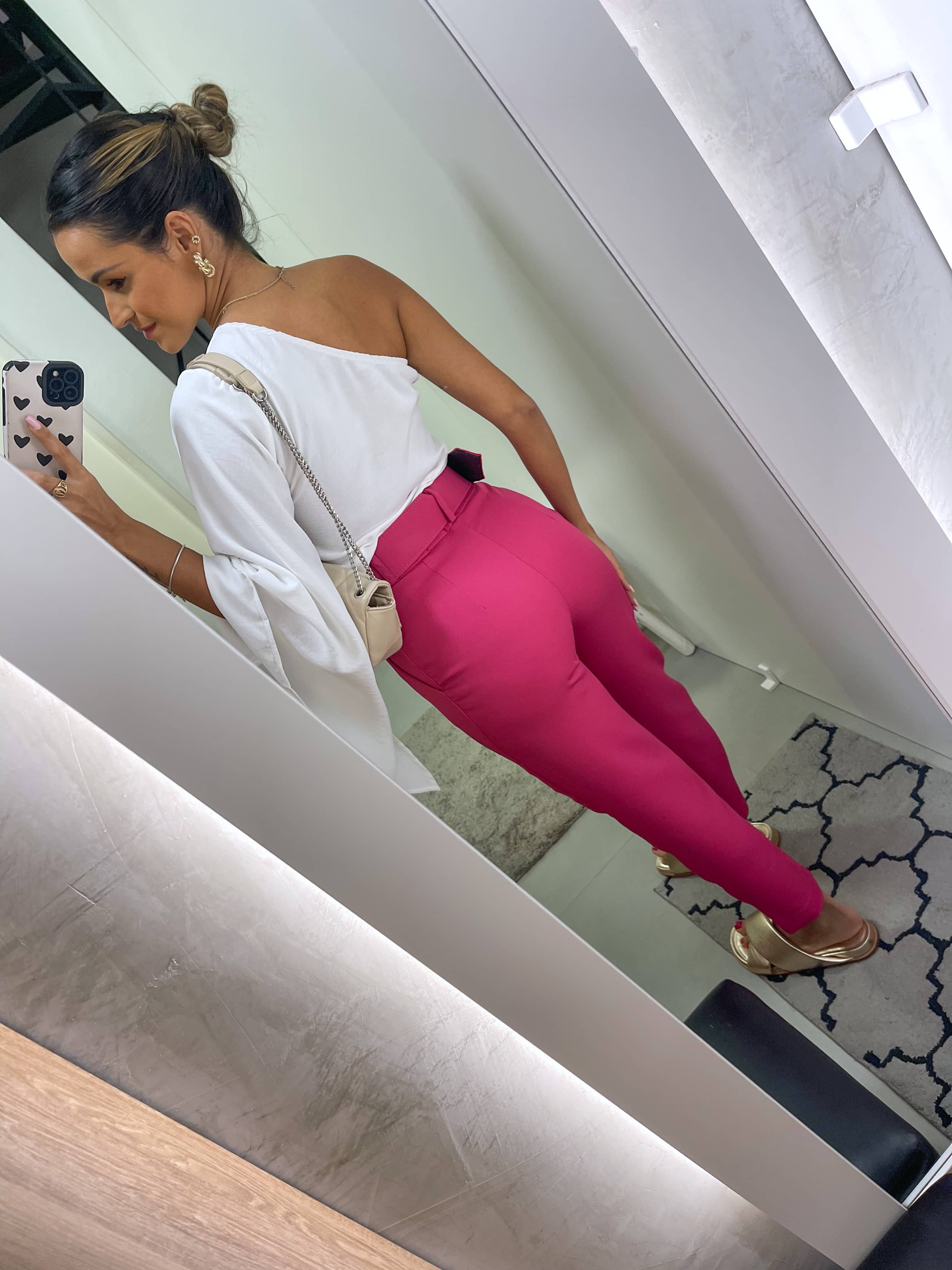 Calça Alfaiataria Giulia Rosa Cereja