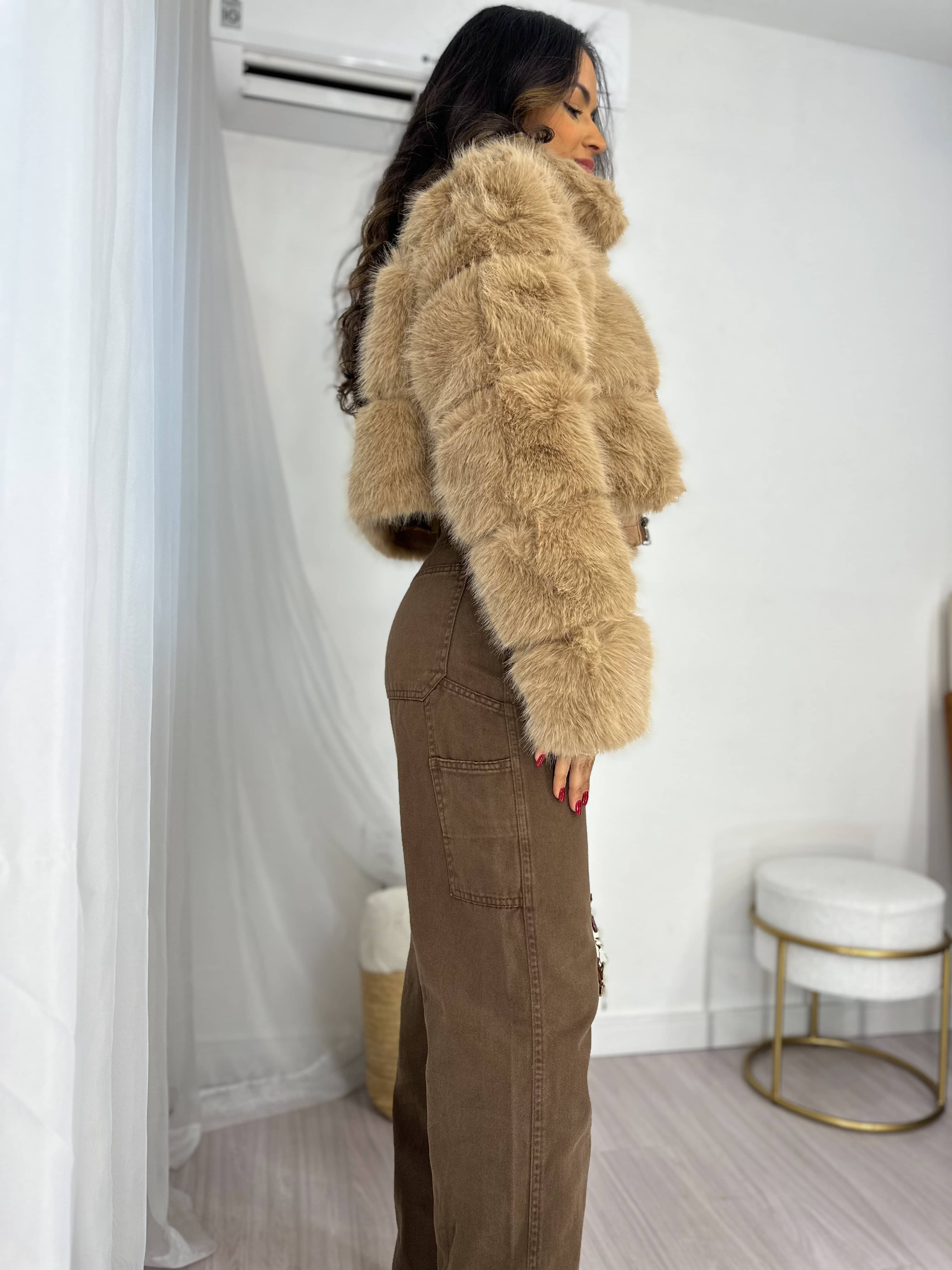 Calça Wide Leg Jeans Marrom Ivy