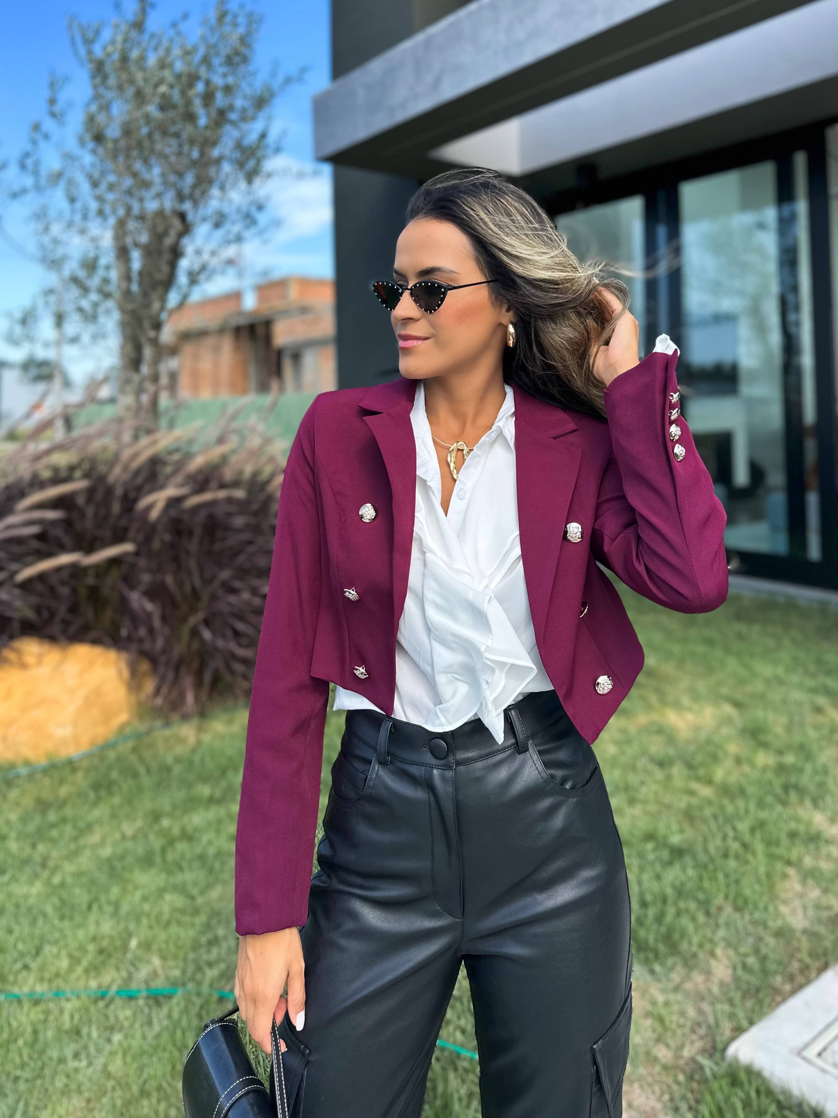 Blazer Curto Izzy Vinho