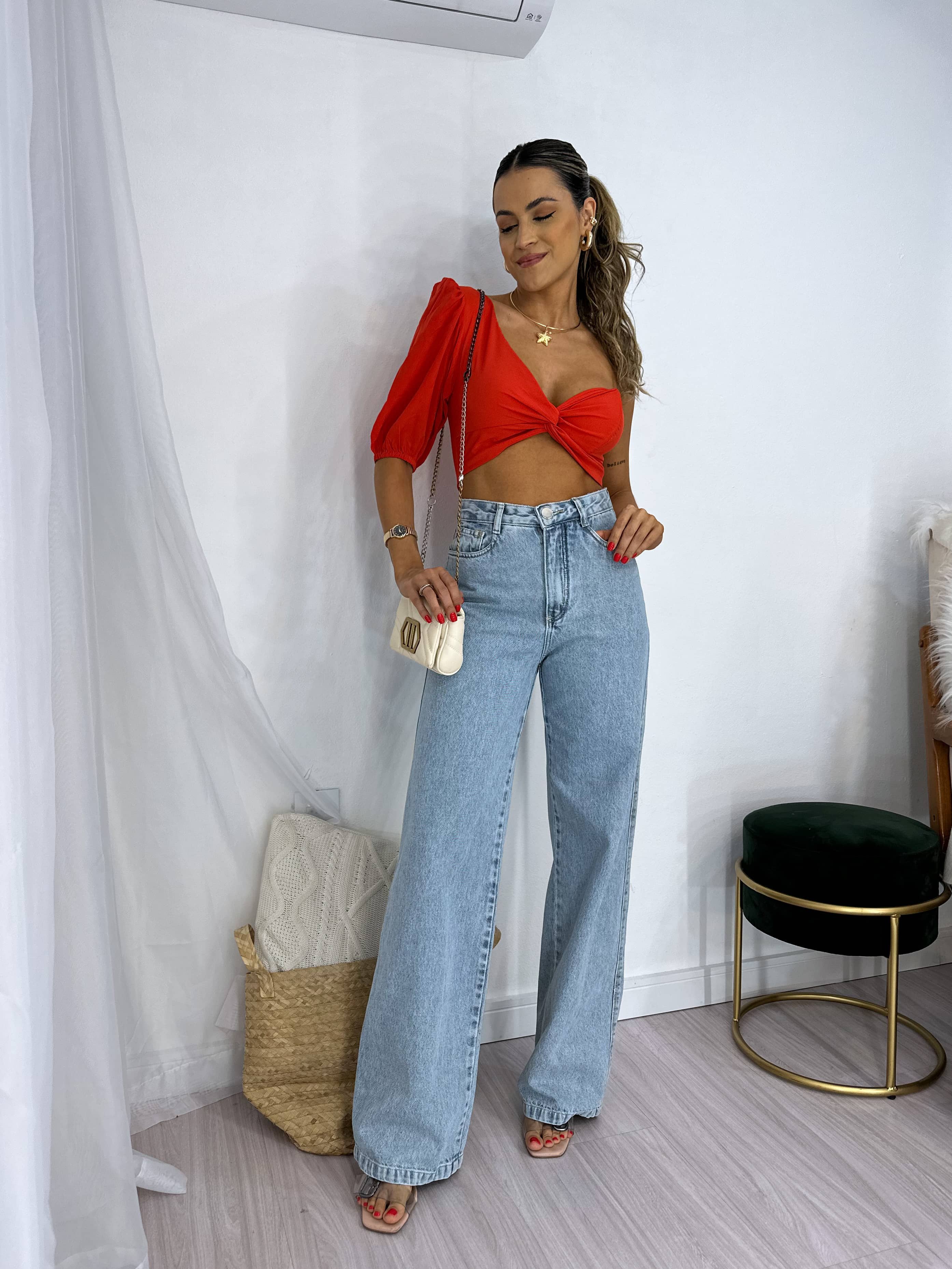 Calça Wide Leg Jeans Jasmine