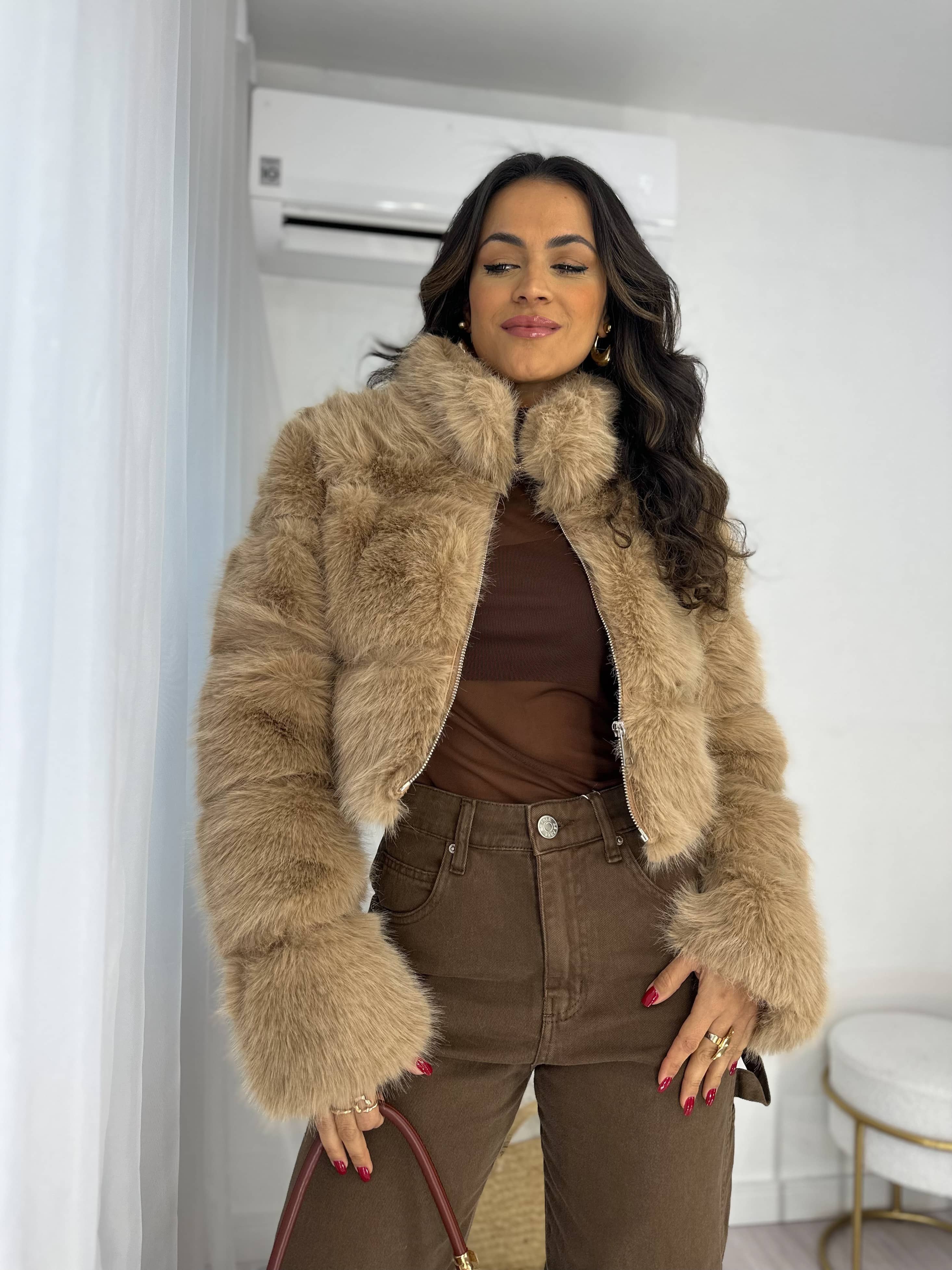 Calça Wide Leg Jeans Marrom Ivy