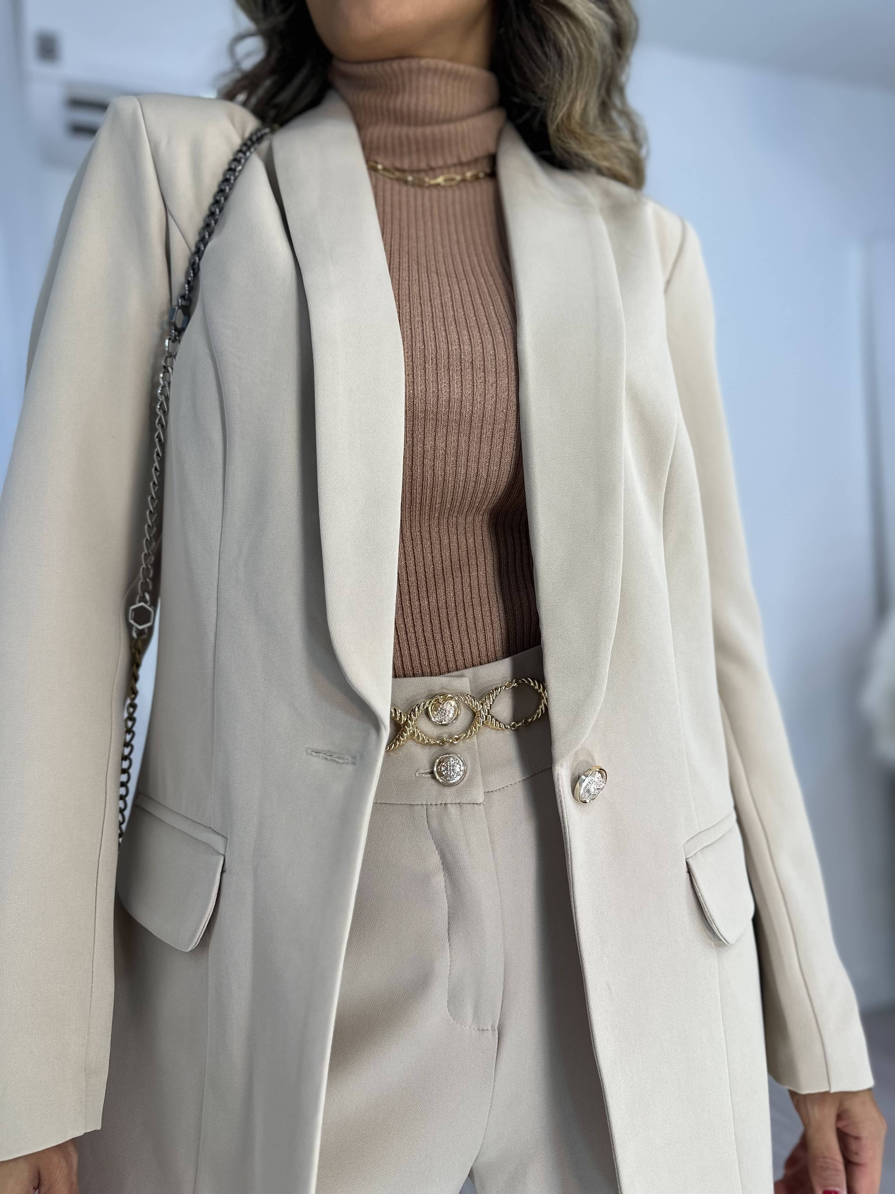 Blazer Alongado Nude Lia