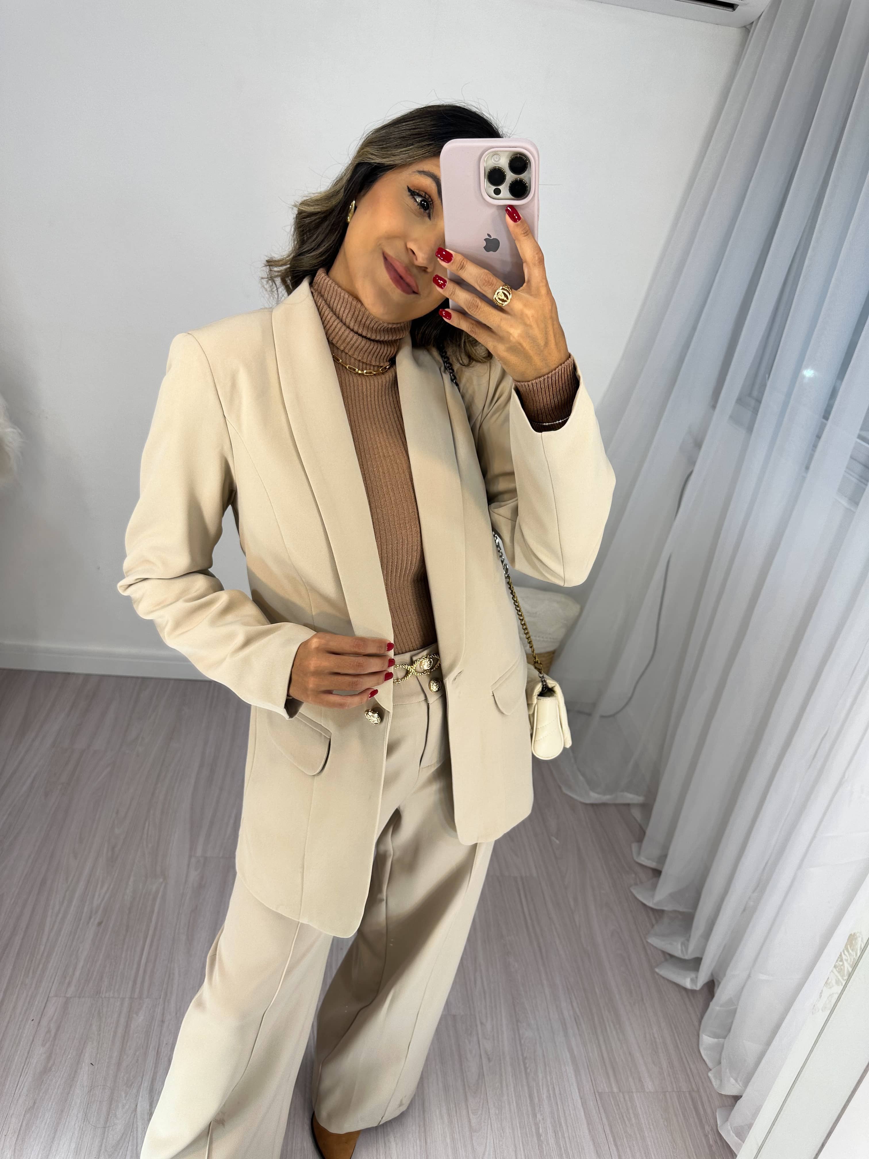 Blazer Alongado Nude Lia