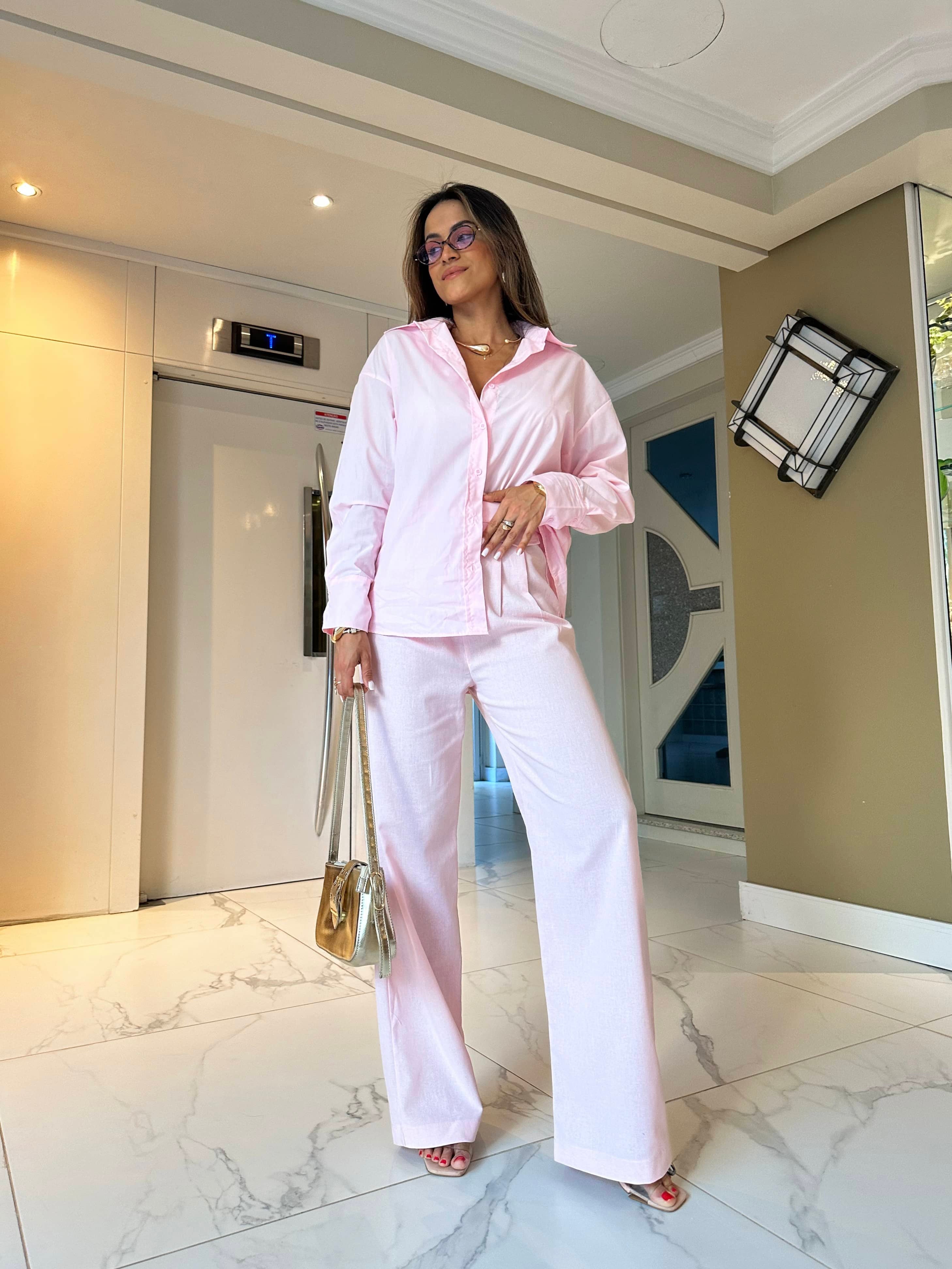 Calça Wide Leg Pink Ballet Livia