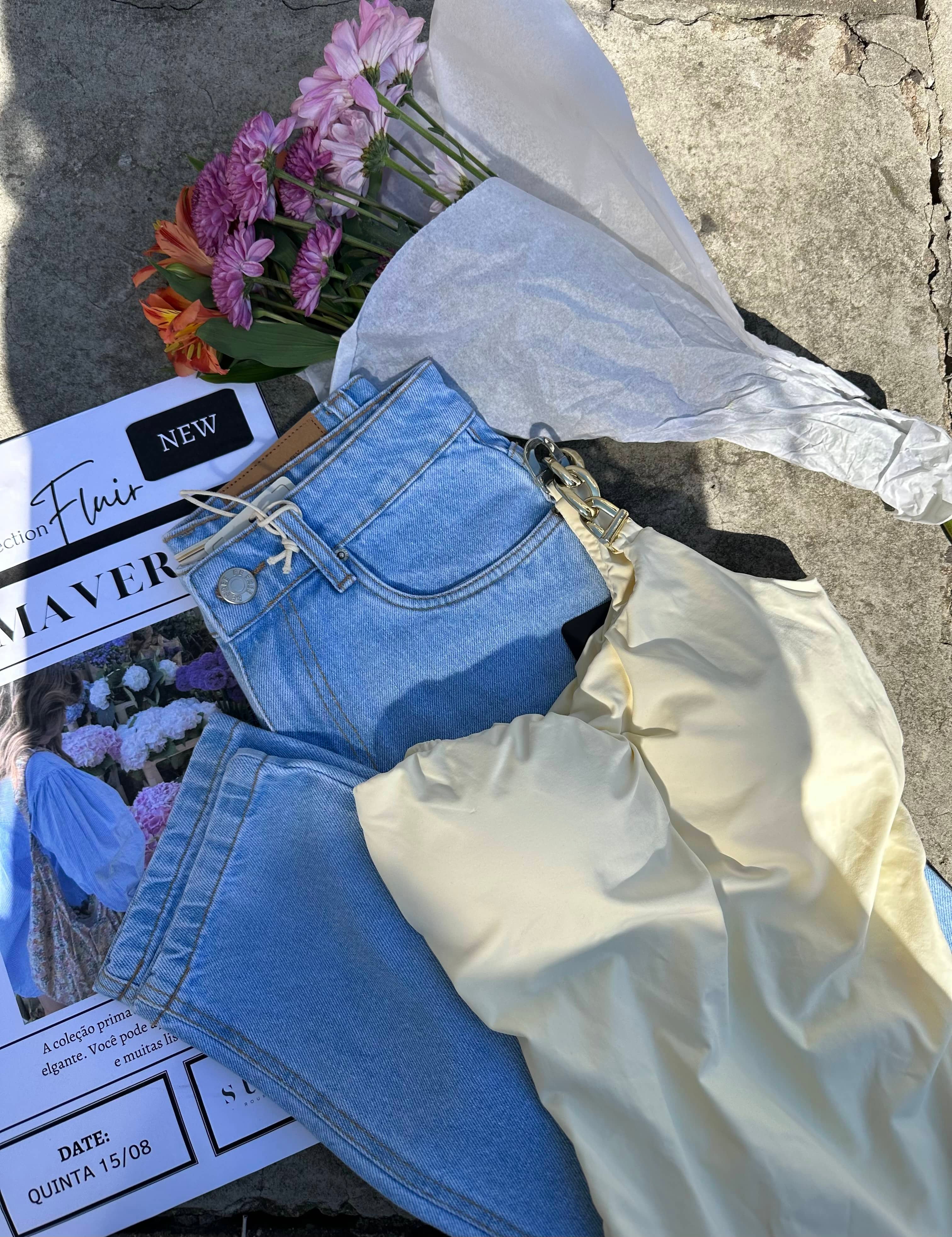 Body Um Ombro Só Mansy Amarelo Manteiga