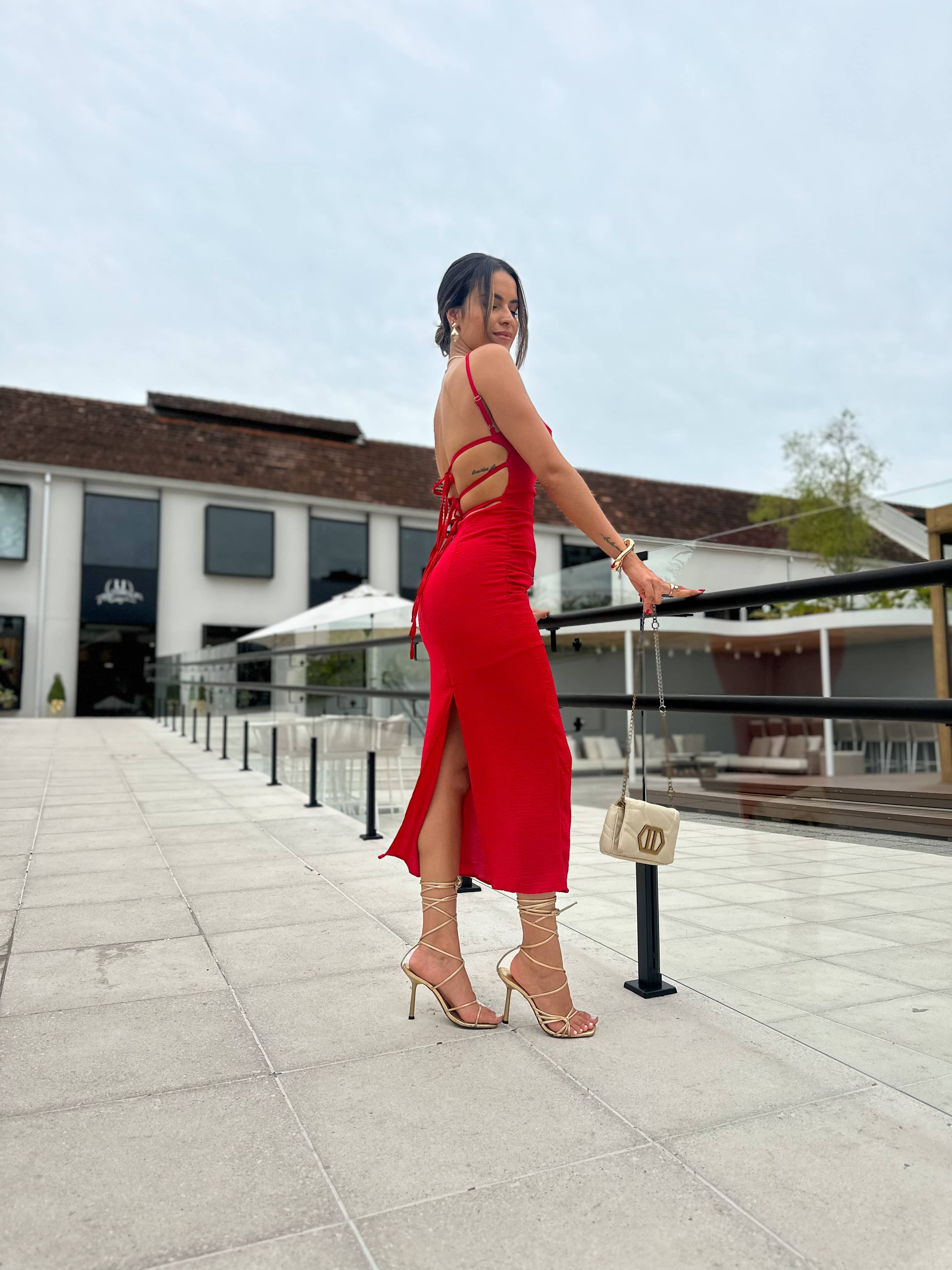 Vestido Midi Vermelho Mariela