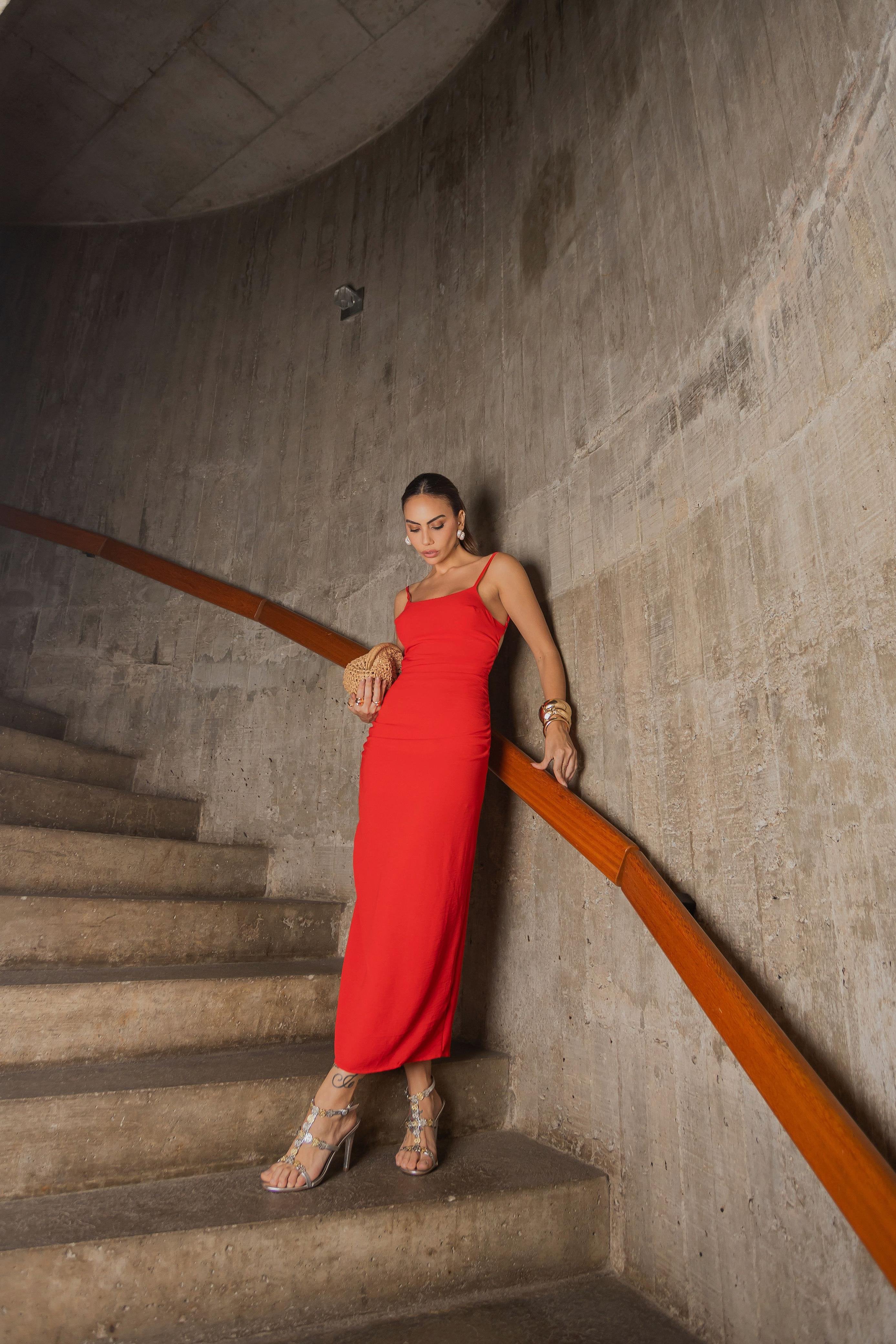 Vestido Midi Vermelho Mariela
