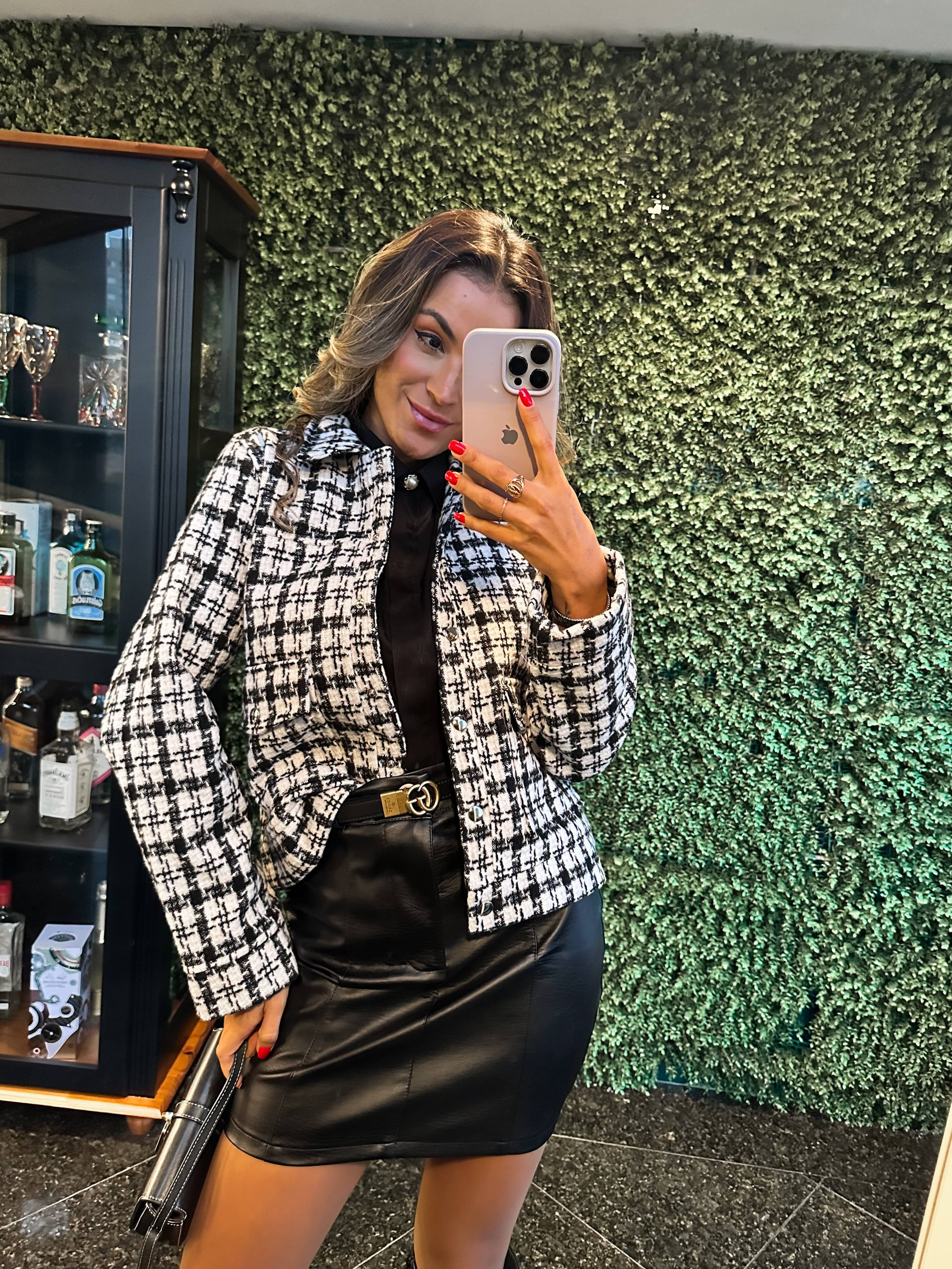 Casaco em Tweed Off Moly