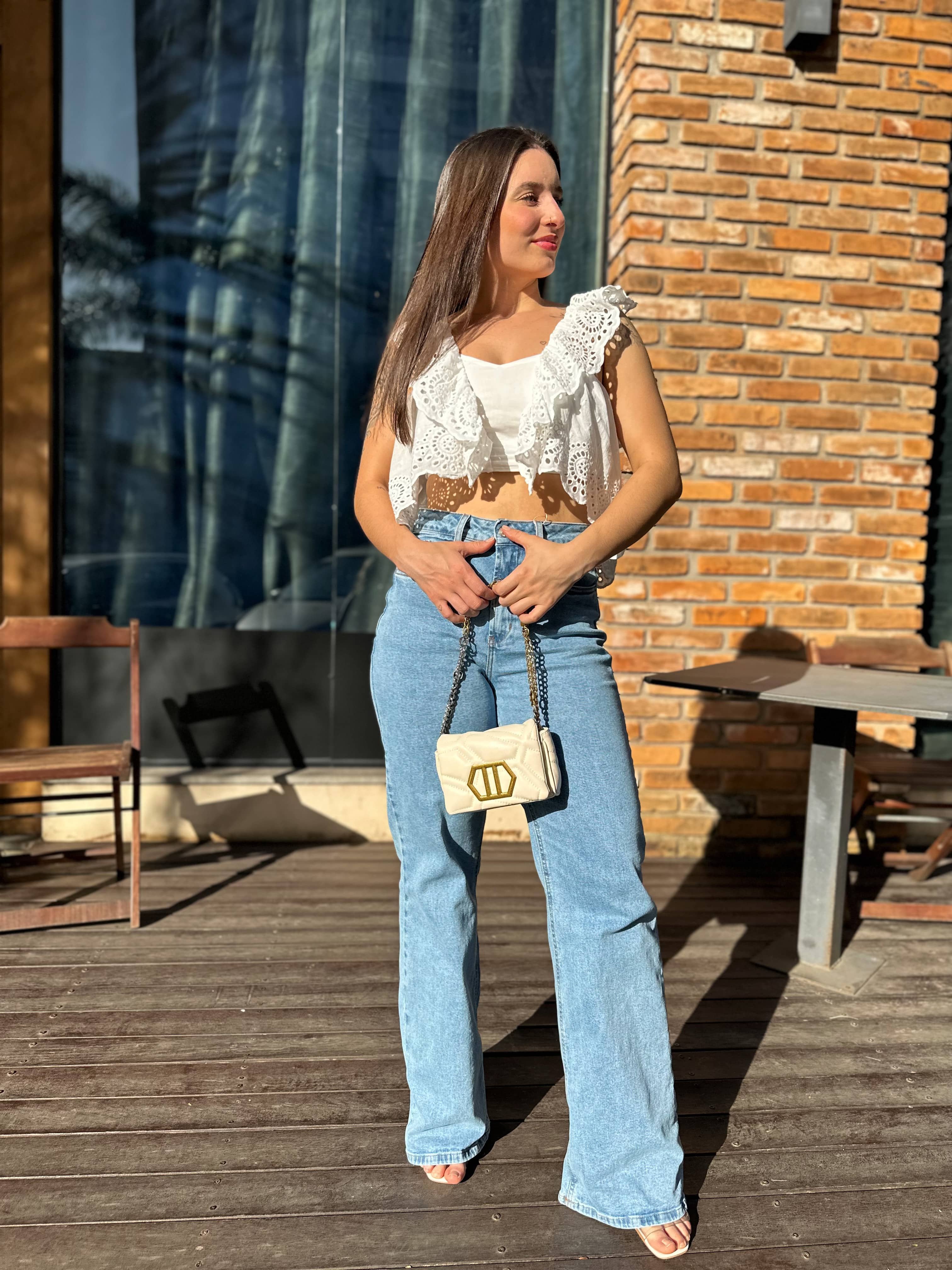 Cropped Broderi Mykonos Off