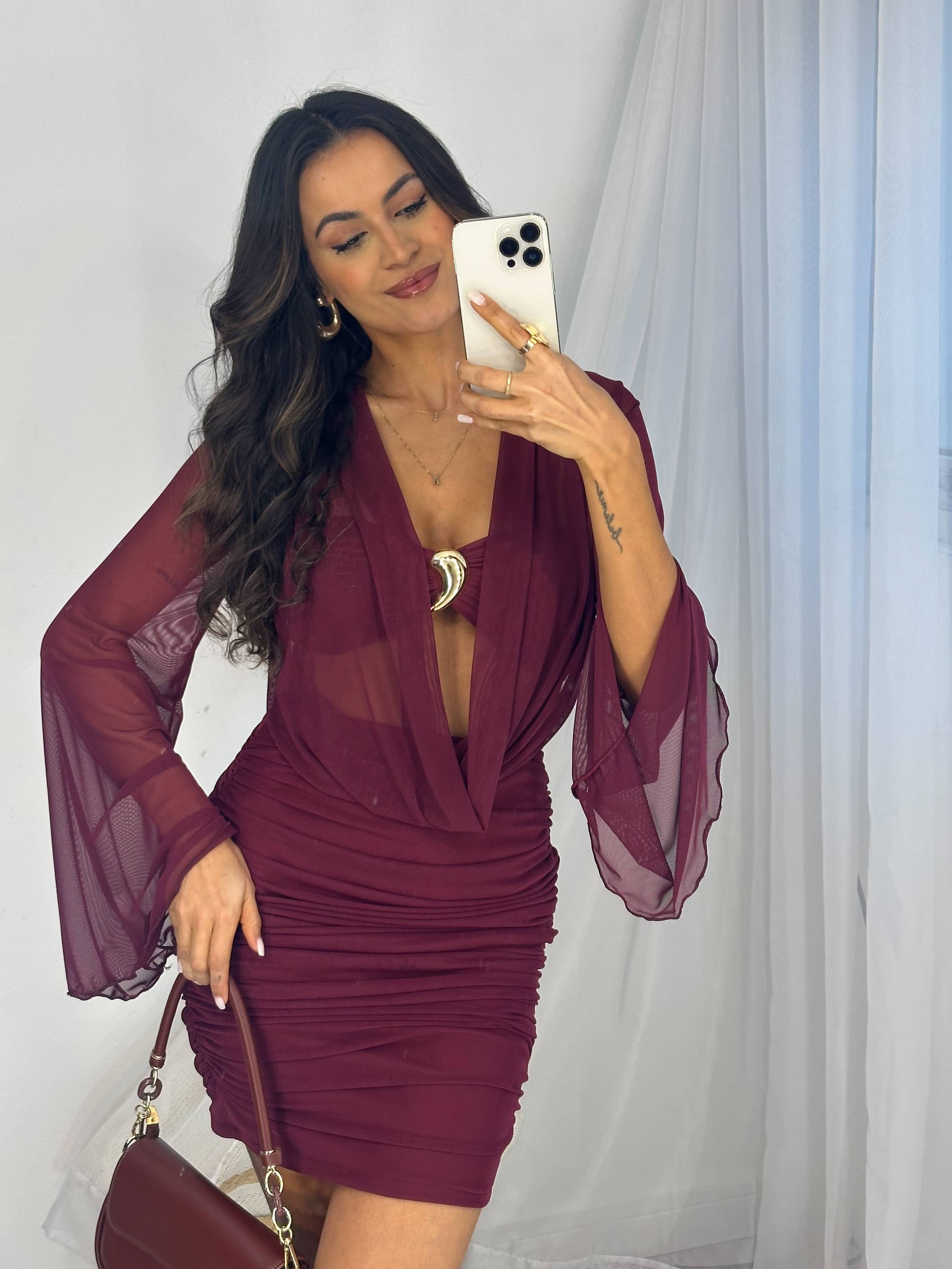 Conjunto em Tule Vinho Myze