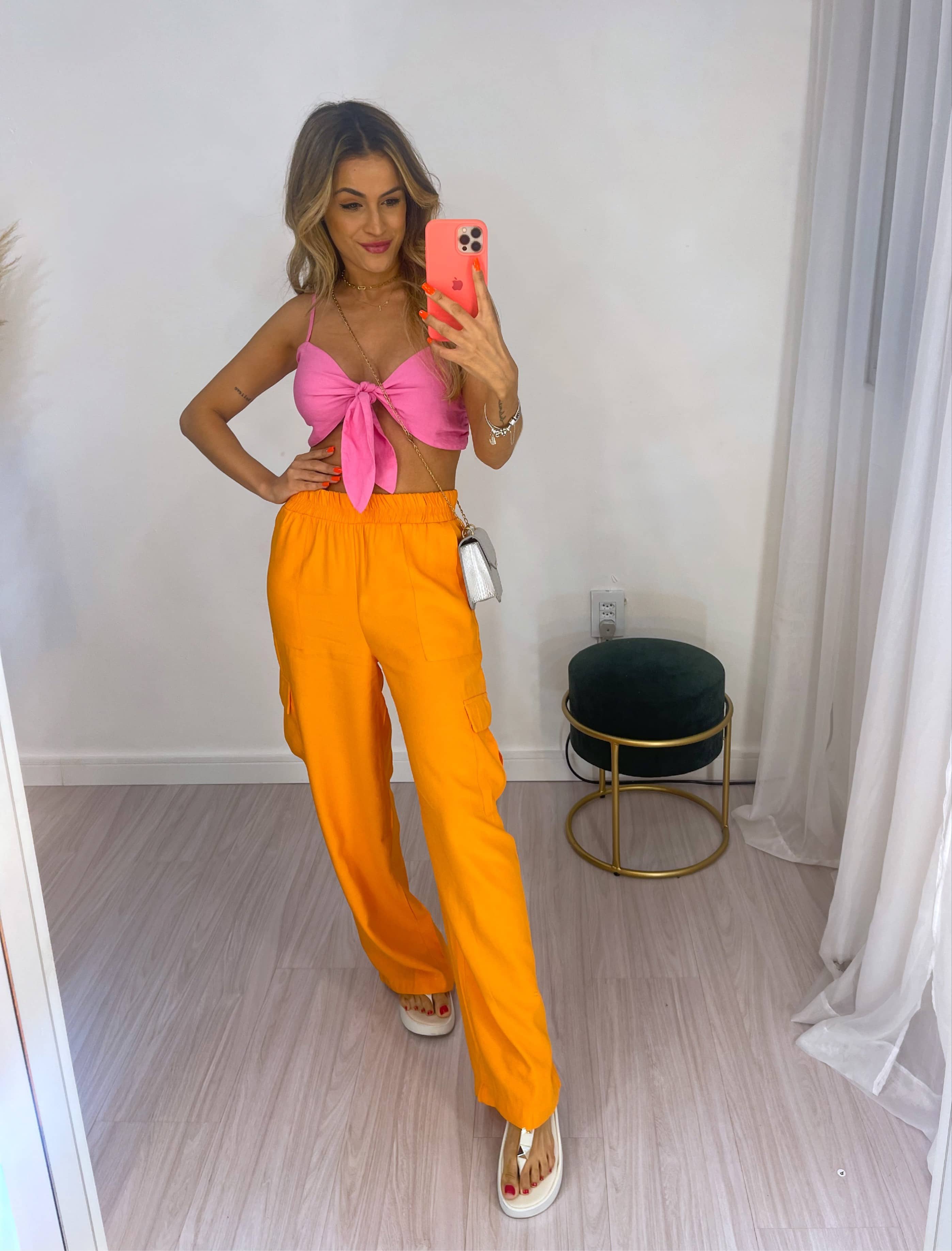 Calça Cargo Ray Laranja