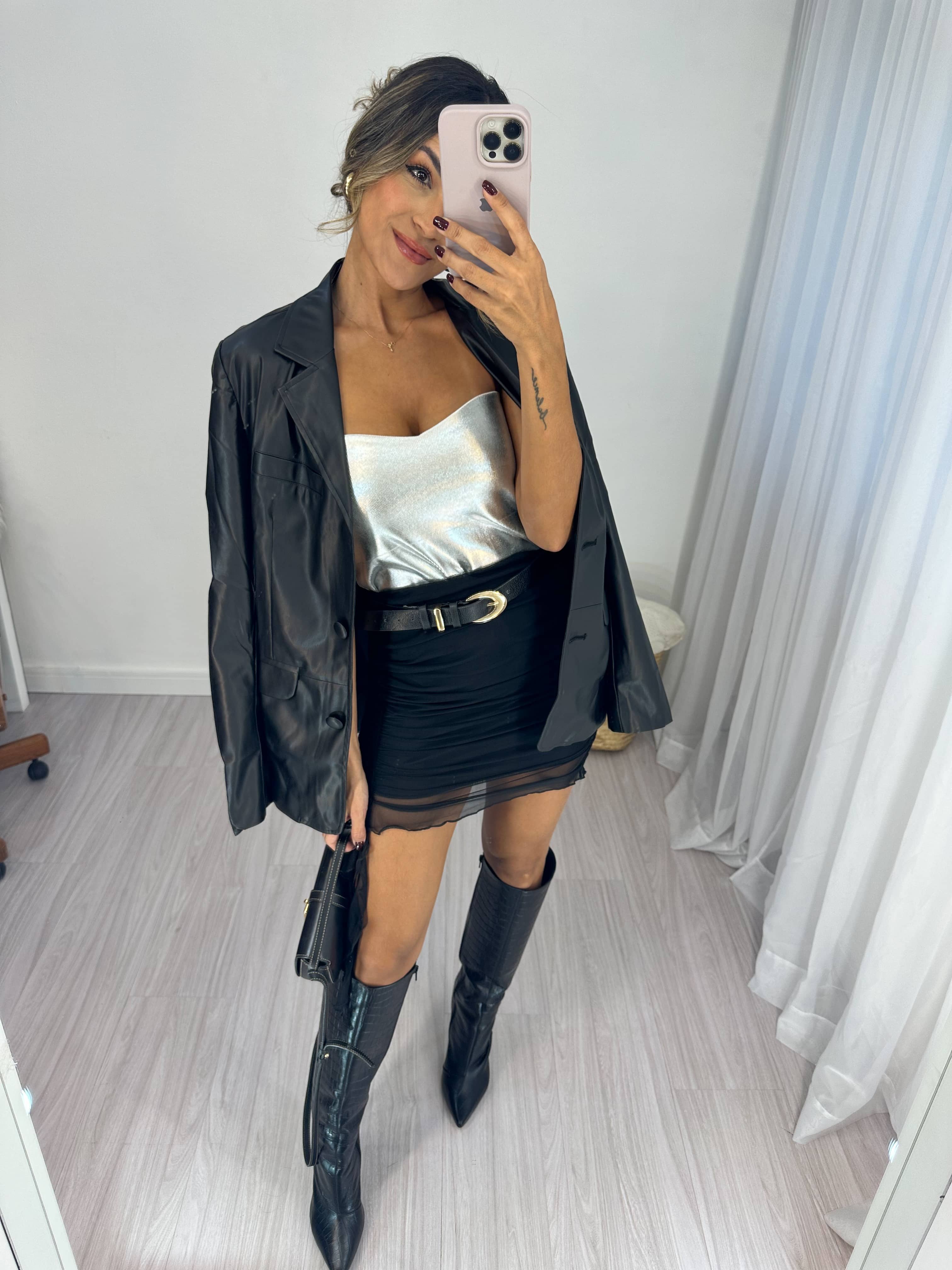 Corset Metalizado Blanc