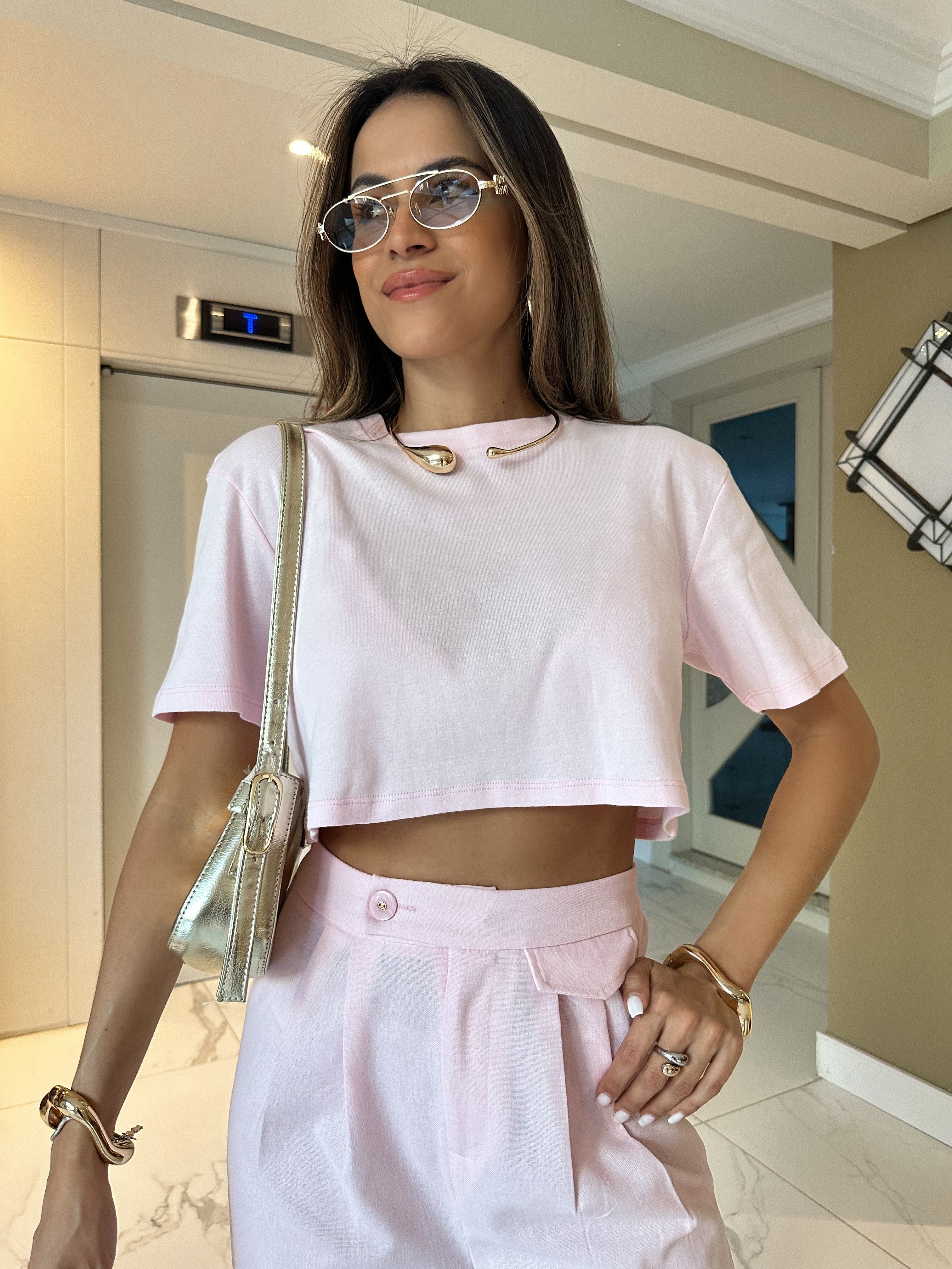 T-shirt Cropped Pink Ballet Myla