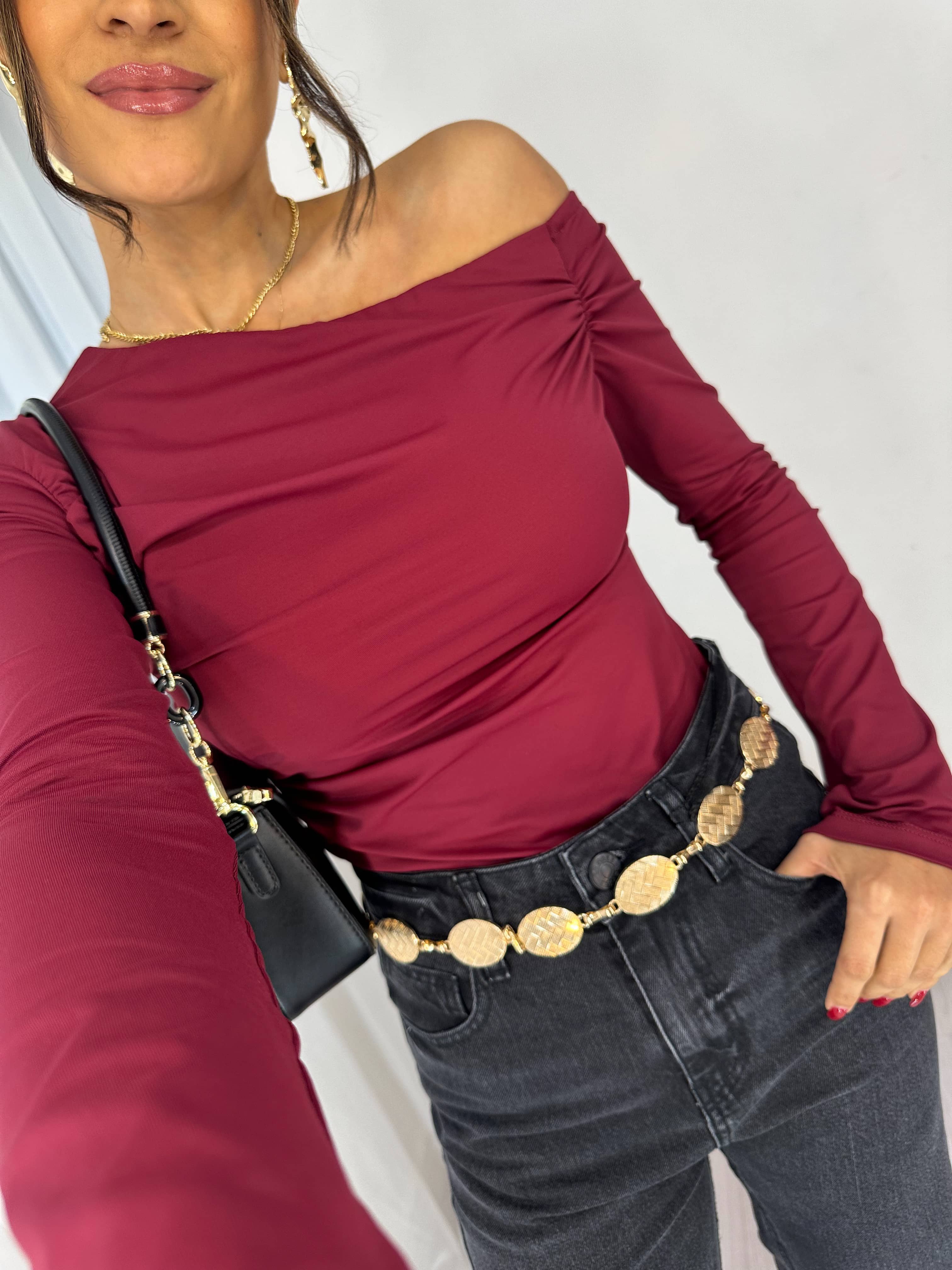 Blusa Ombro a Ombro Thaly Vinho