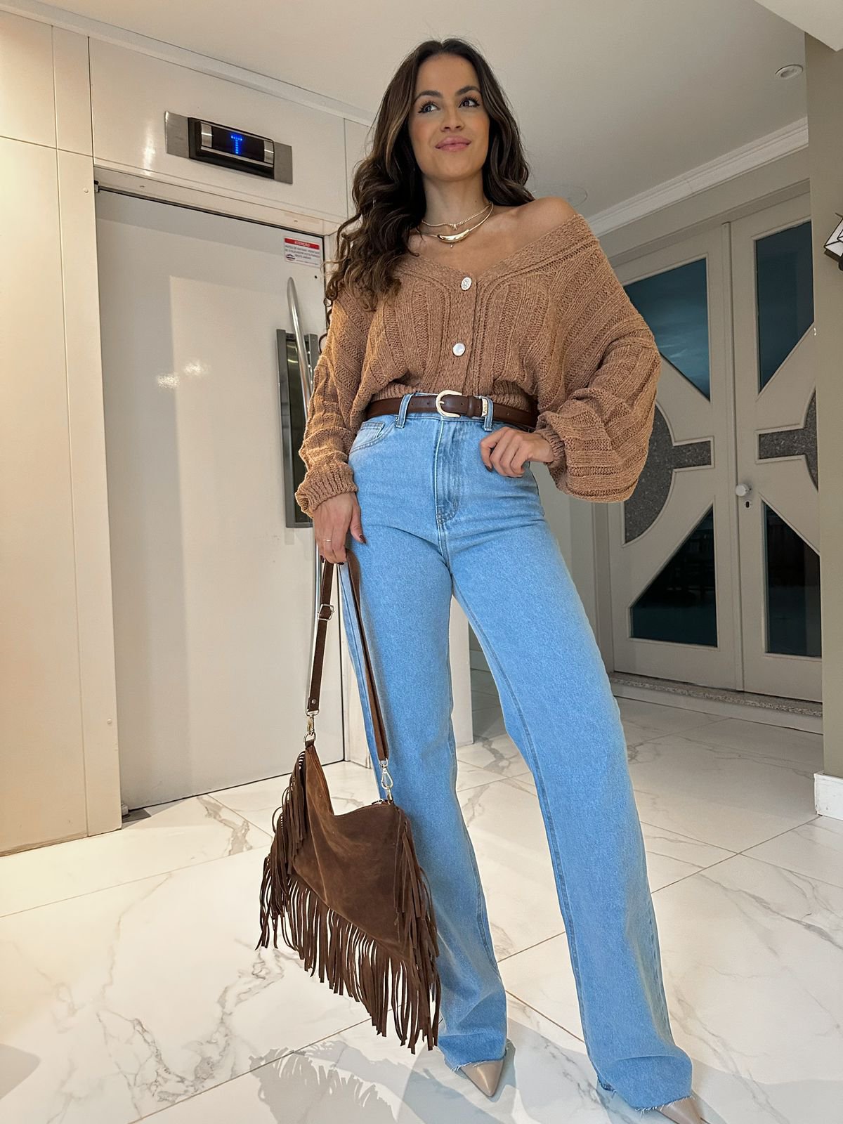 Casaco em Tricot Marrom Mabyla