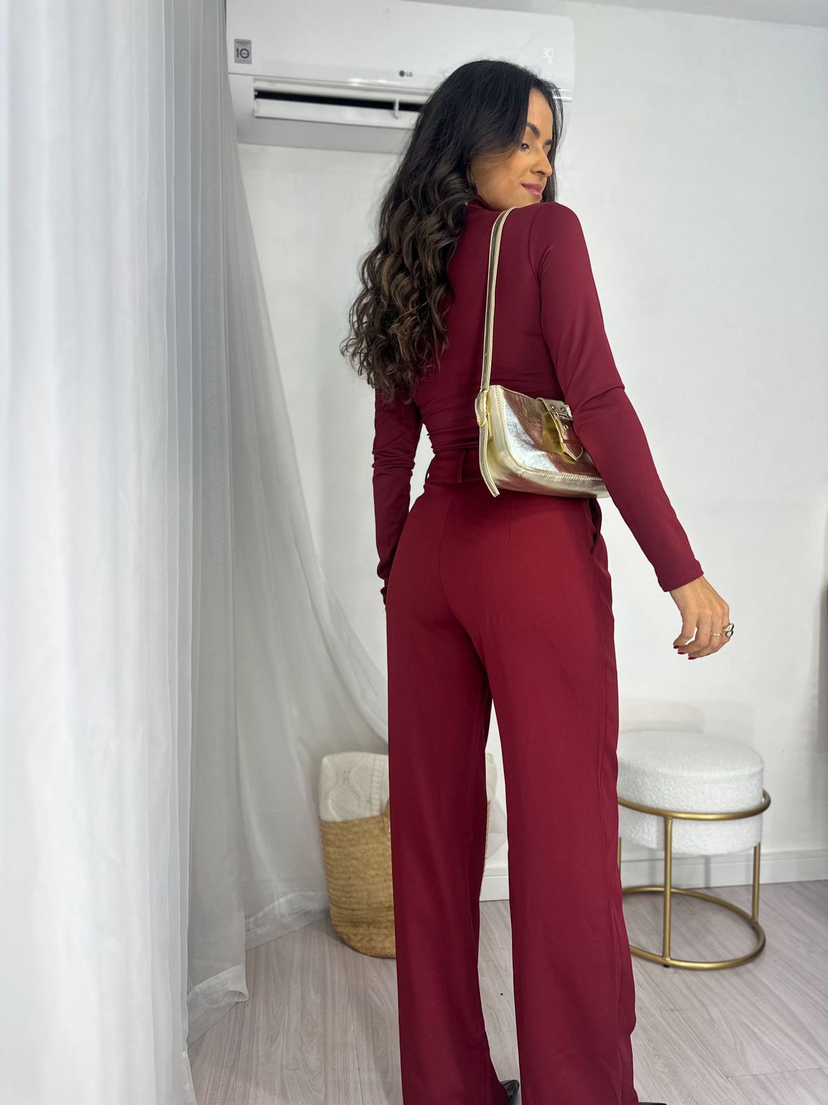 Calça Alfaiataria Wide Leg Vinho Tuty