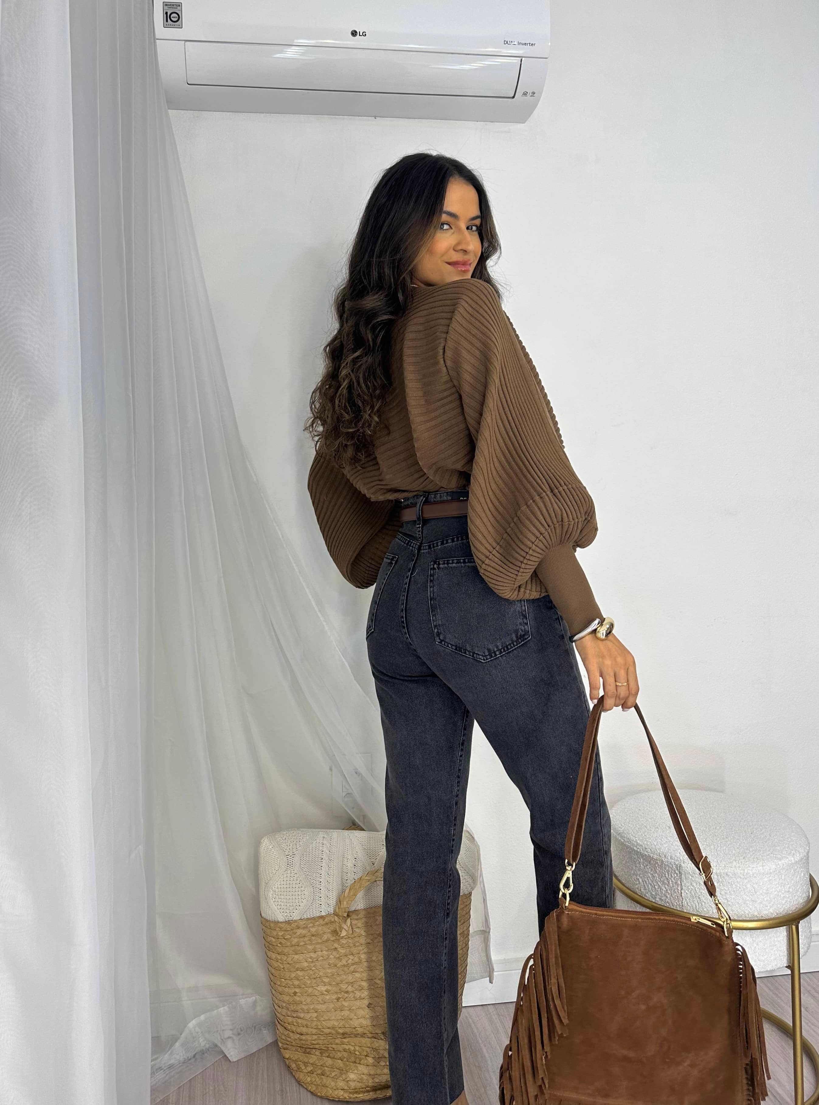 Blusa Tricot Marrom Wendy