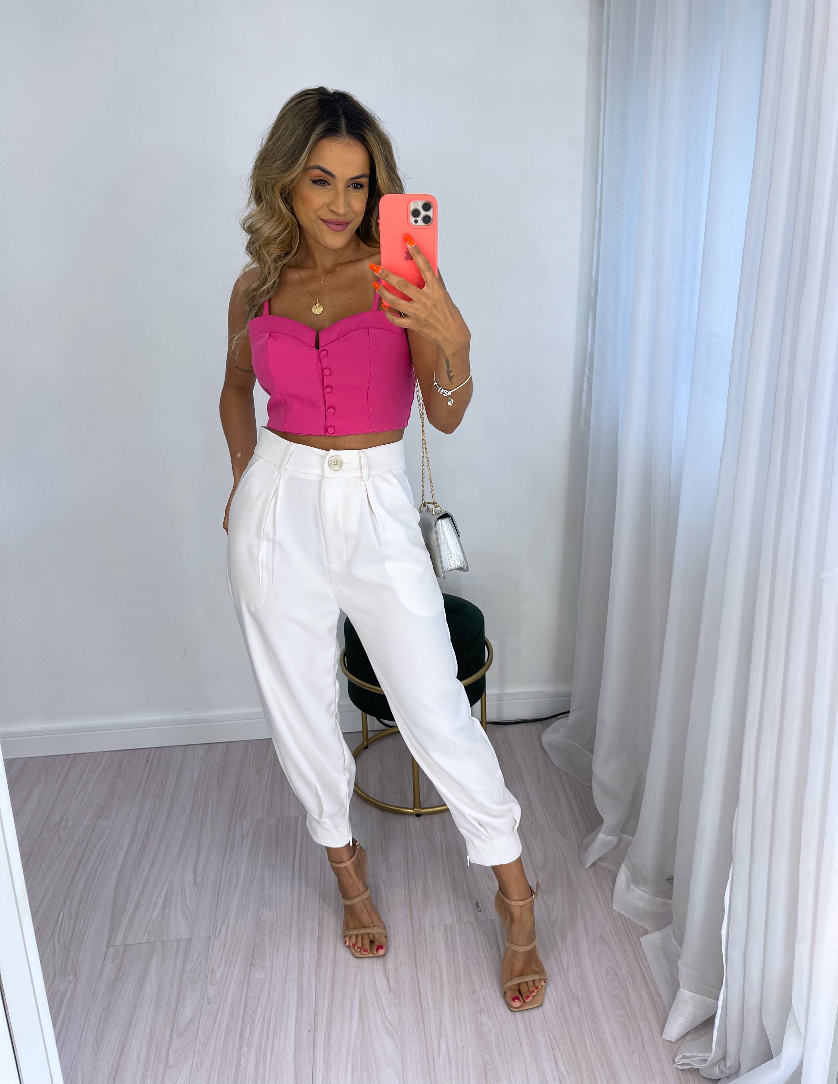 Top de Alfaiataria Florença Pink