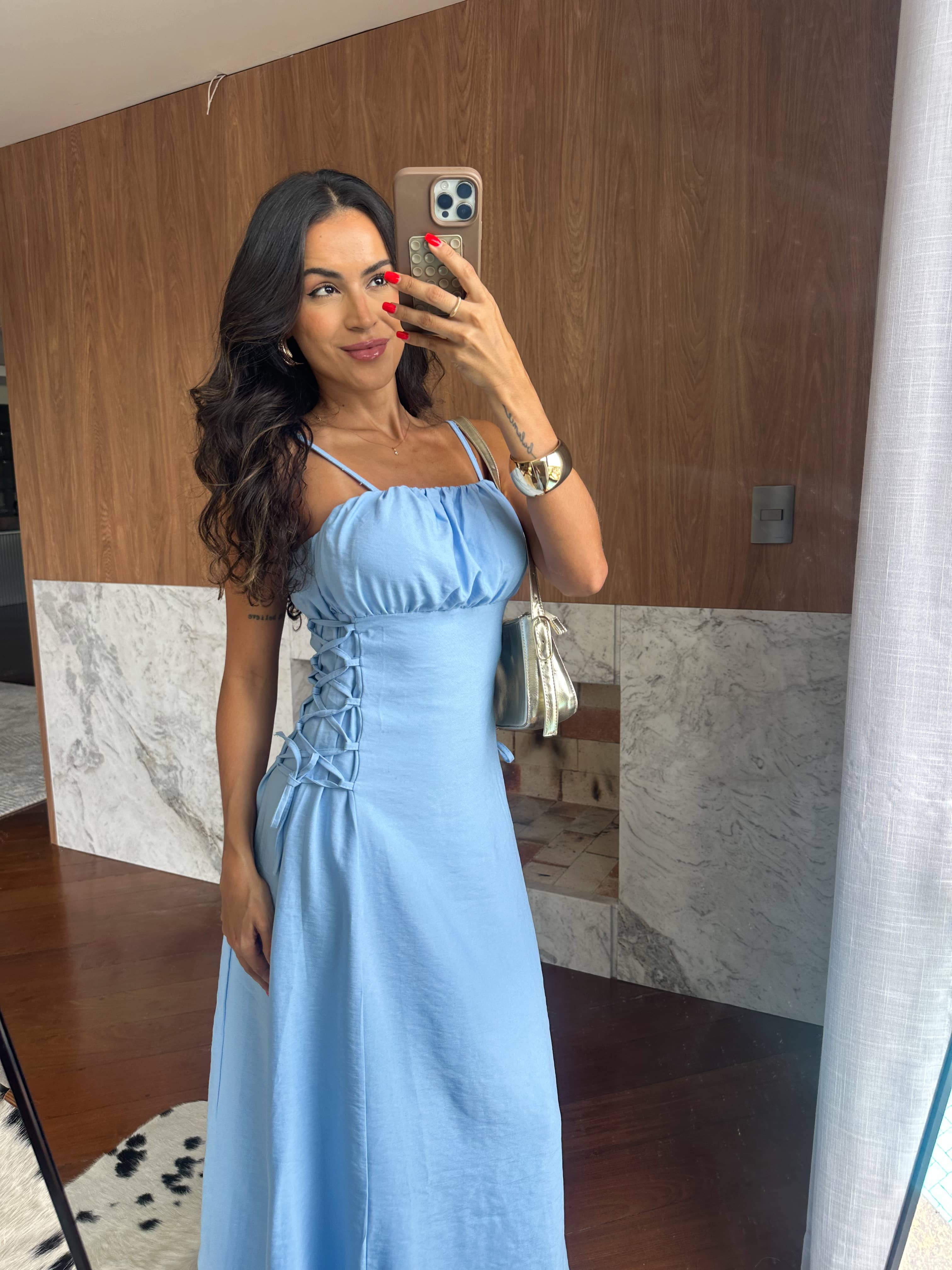 Vestido Azul Tassel