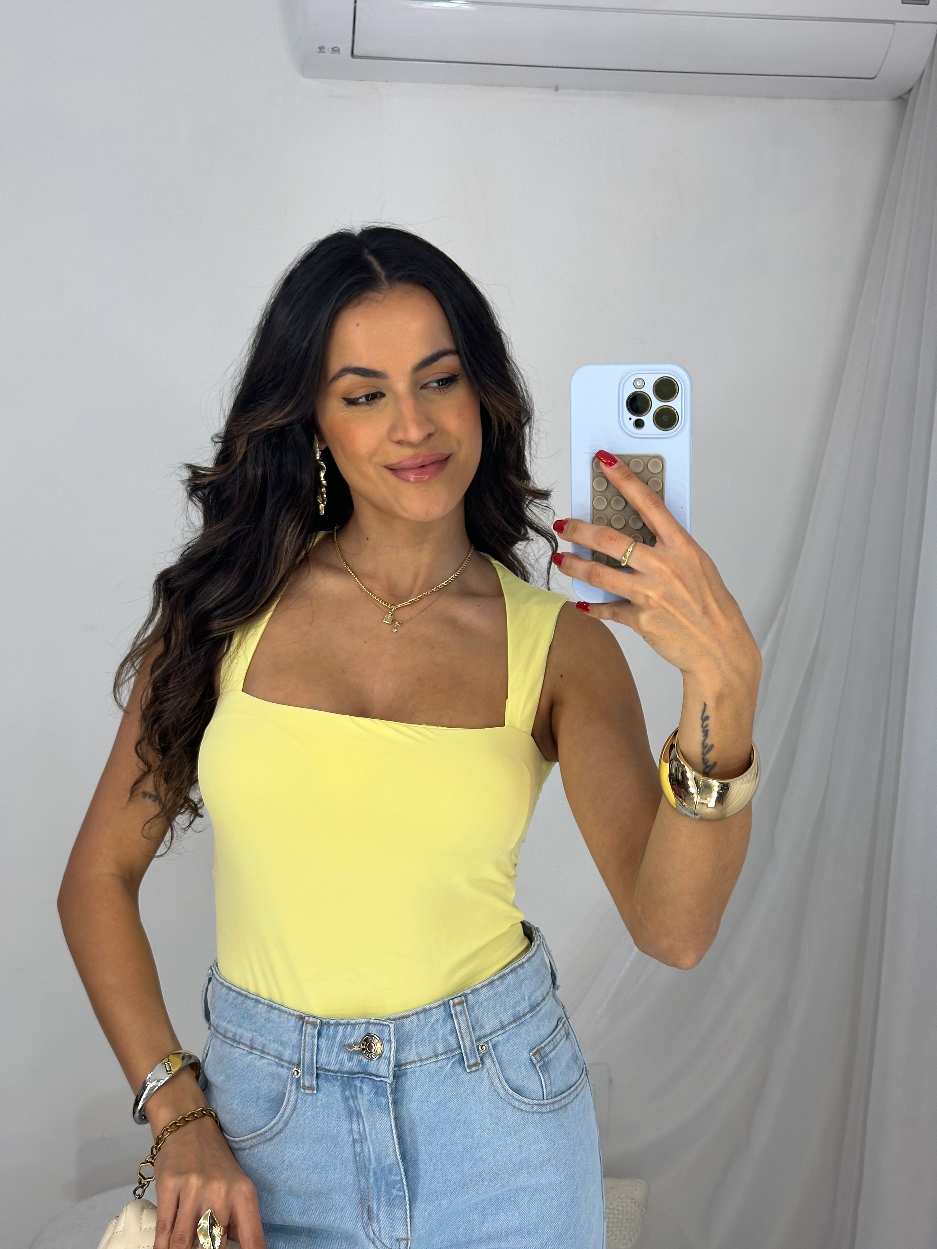 Body Decote Quadrado Manteiga Misey