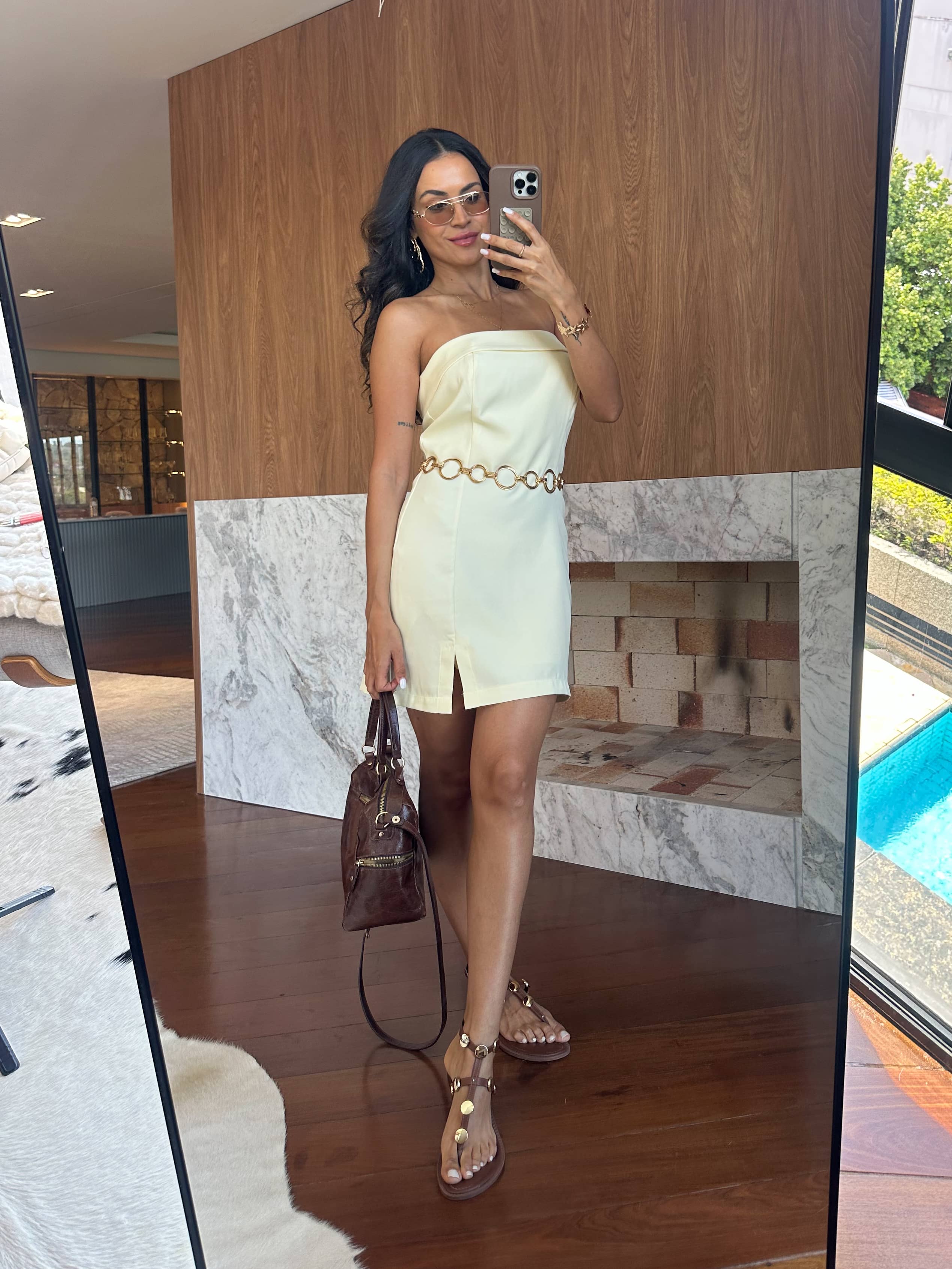 Vestido Curto Manteiga Eva