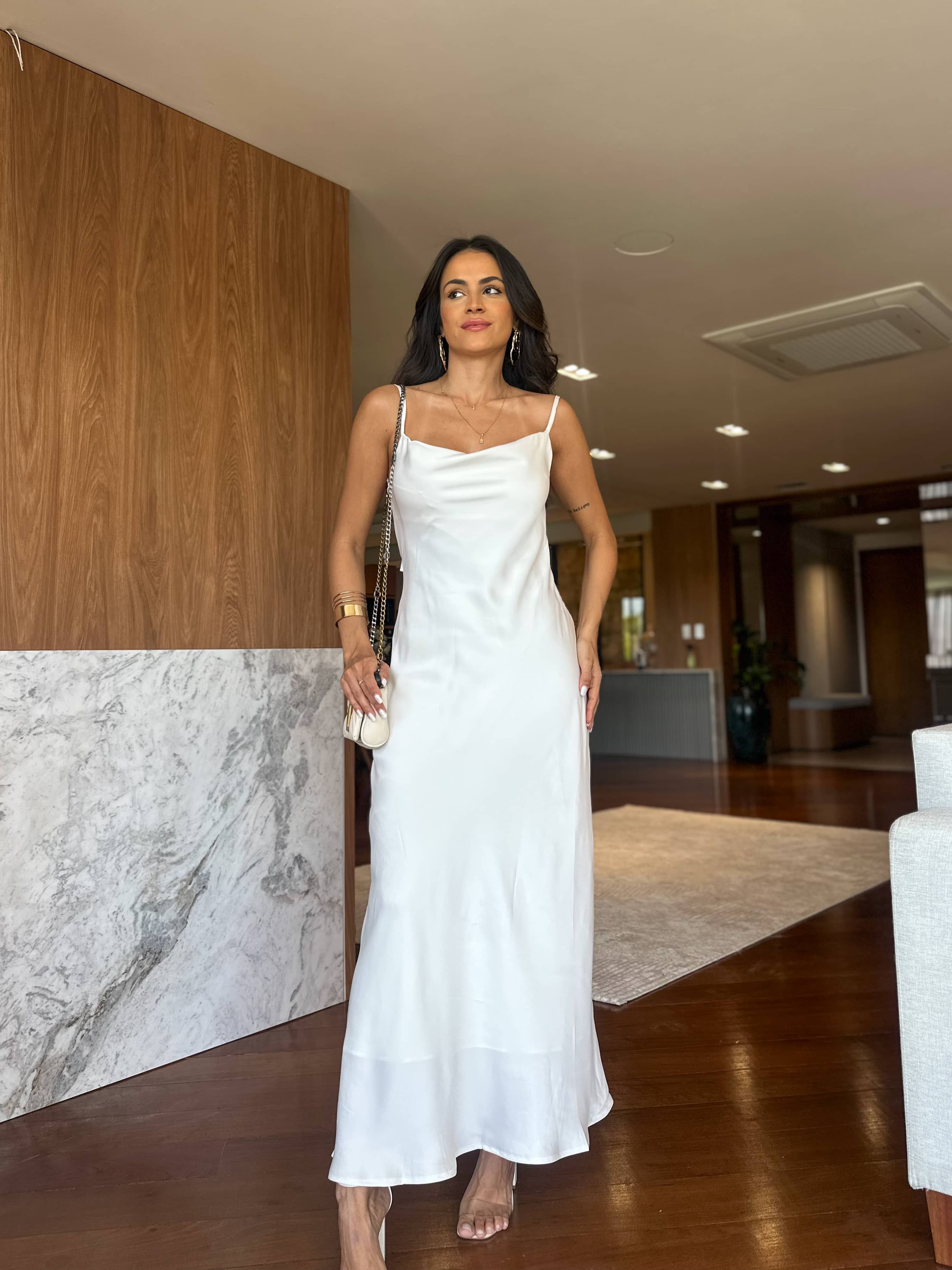 Vestido Acetinado Branco Verona