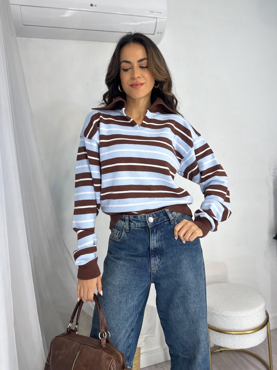 Tricot Listrado Azul Liz