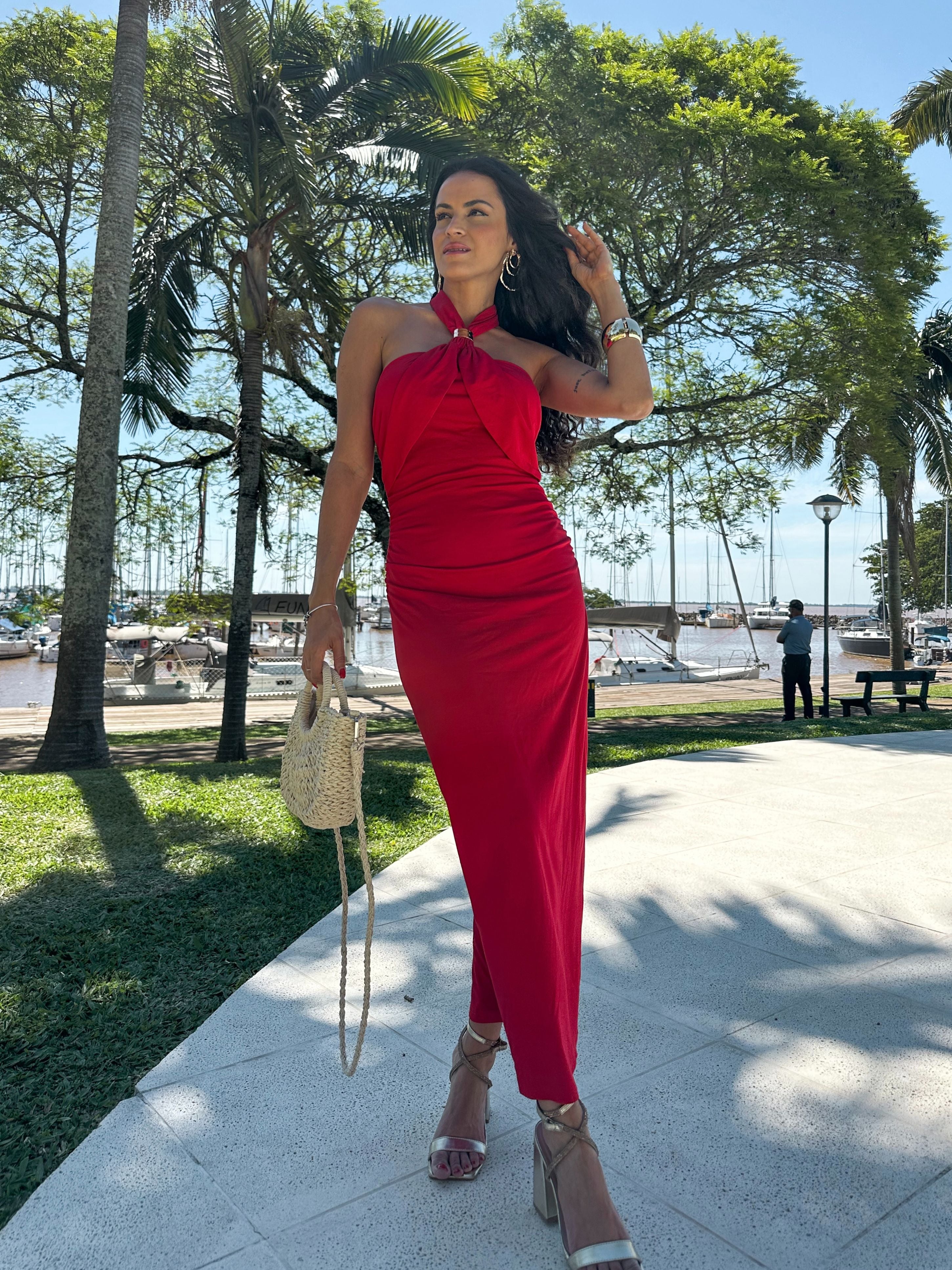 Vestido Midi Vermelho Anne
