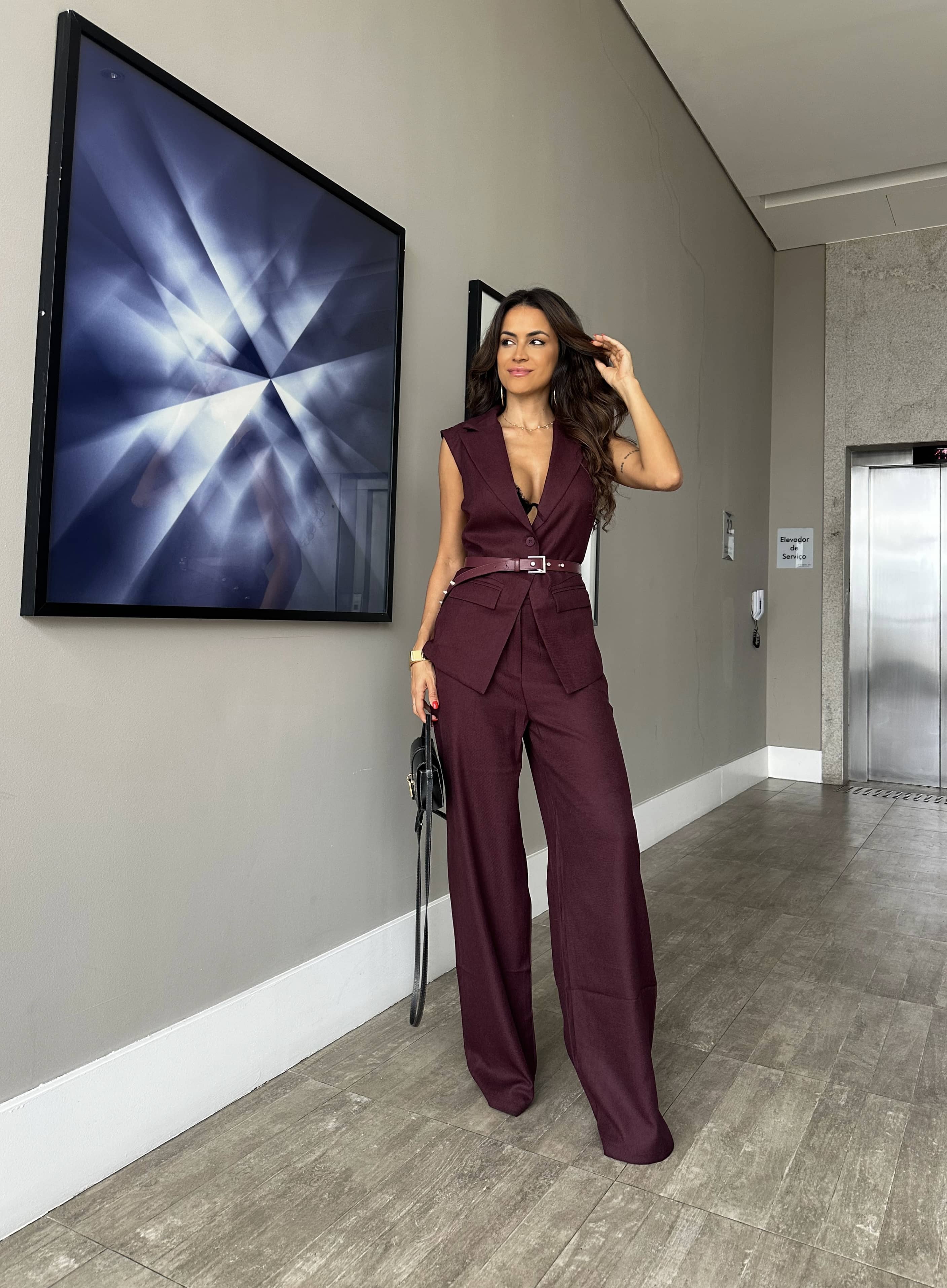 Conjunto Alfaiataria Vinho Vane