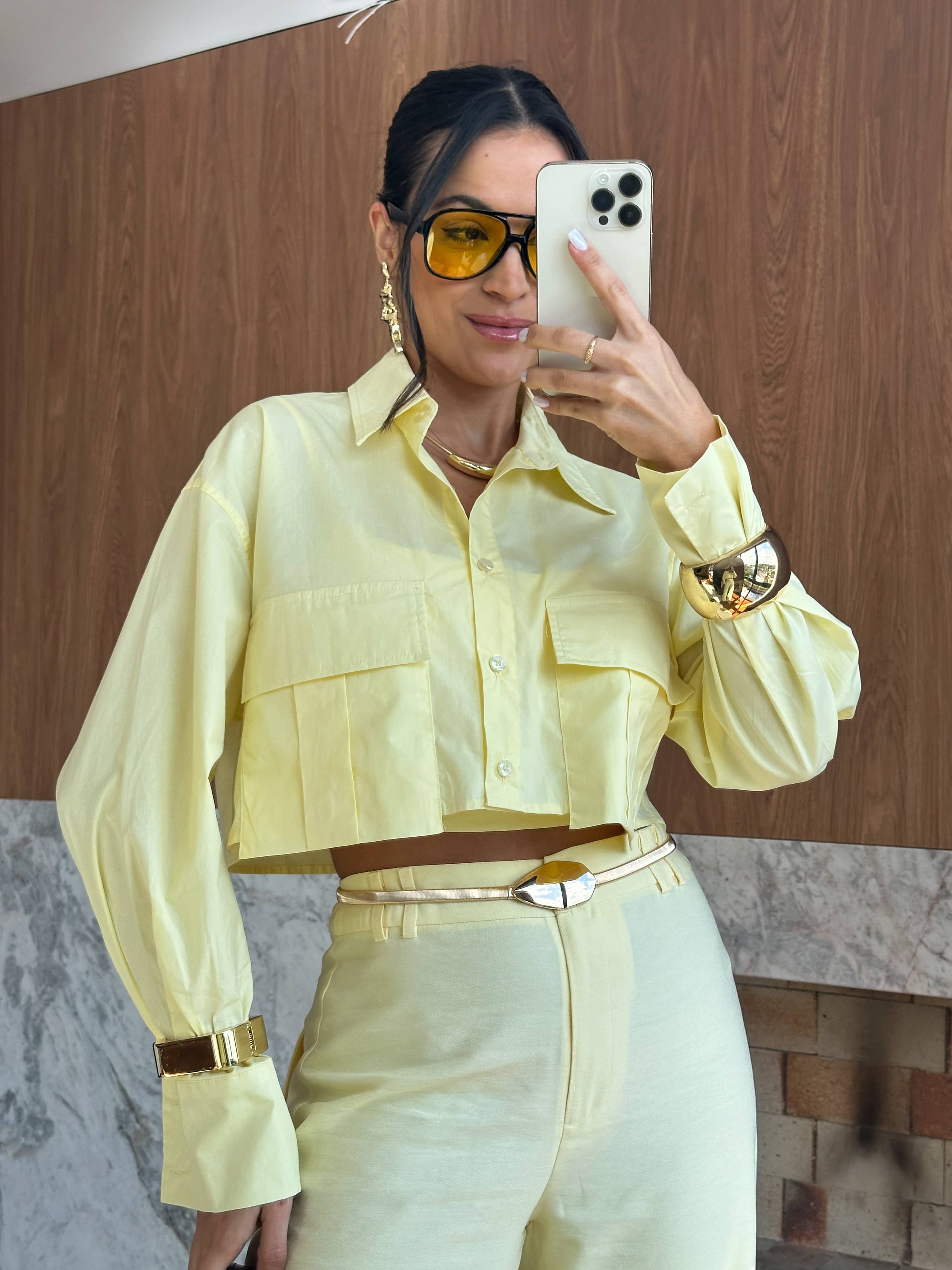 Camisa Cropped Manteiga Lyla