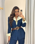 Blazer Risca de Giz Azul Mery