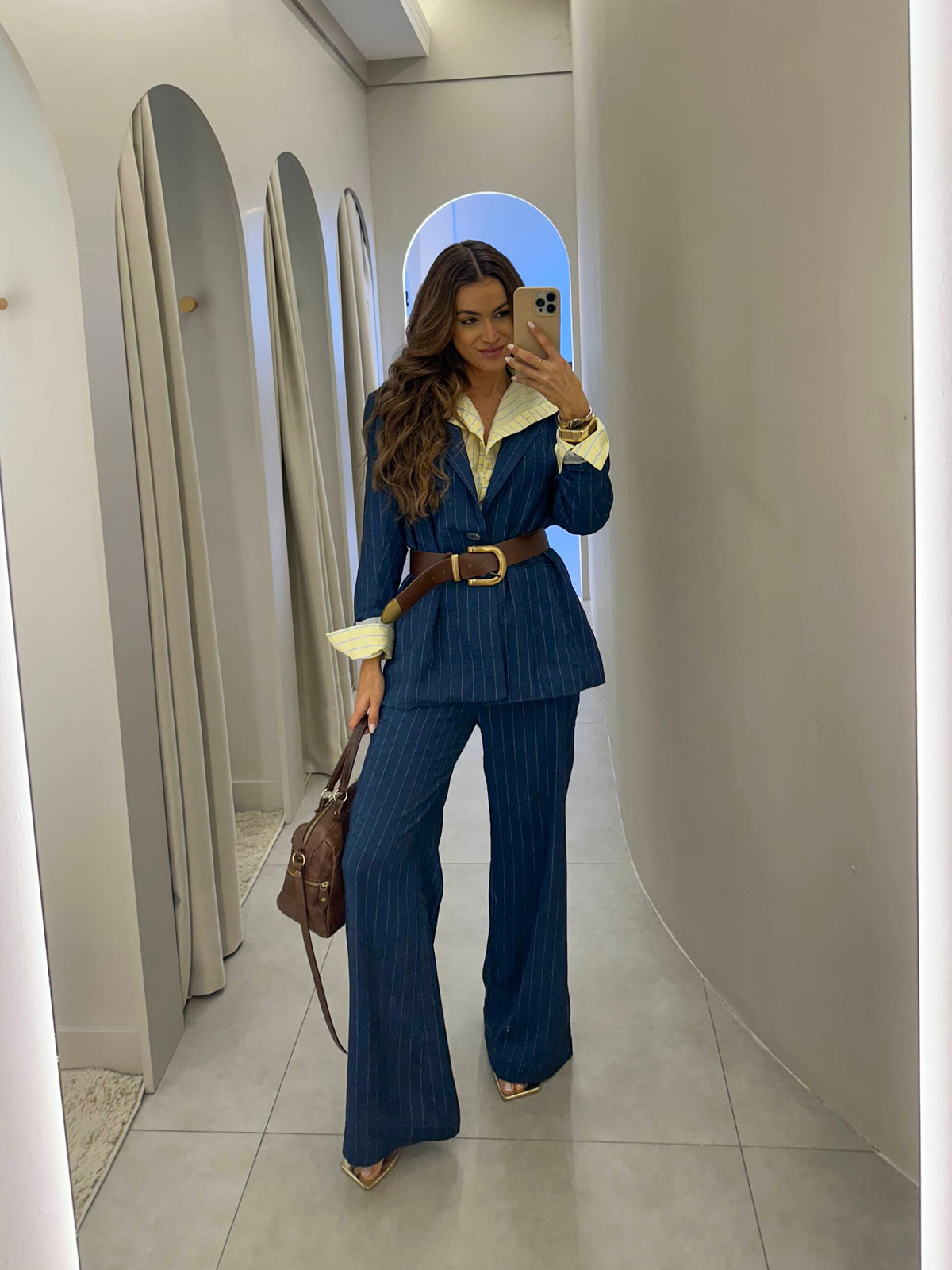 Blazer Risca de Giz Azul Mery