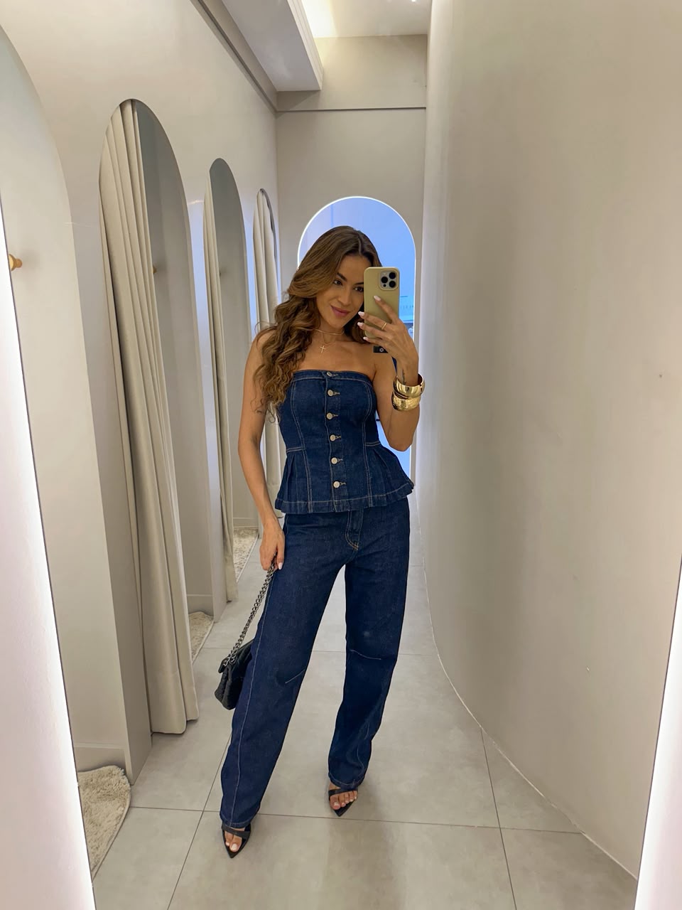 Calça Jeans Barrel Escura Bebel
