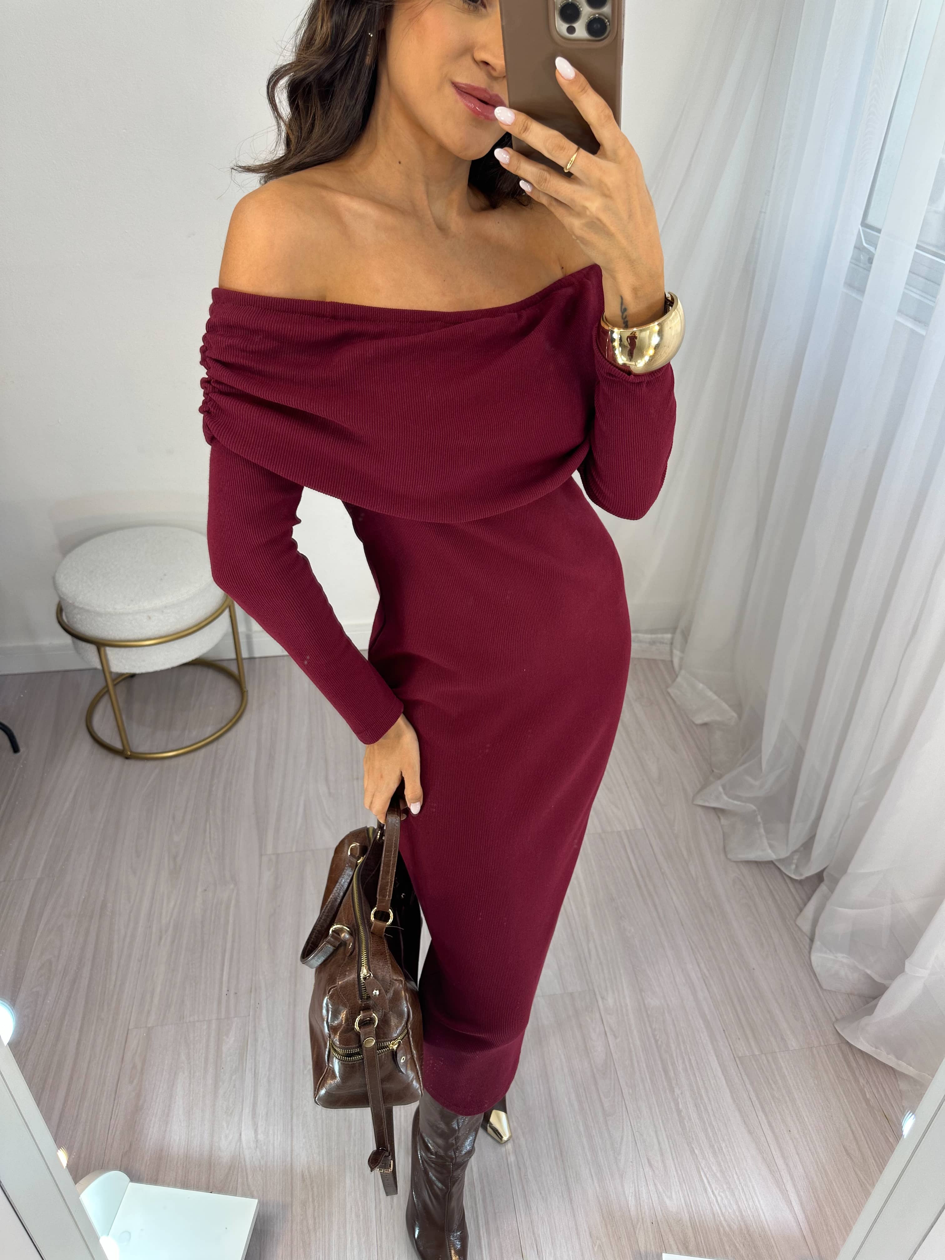 Vestido Midi Vinho Vera