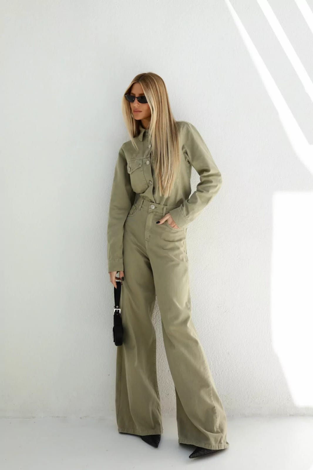 Calça Wide Leg Jeans Lian Verde