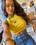 Cropped Canelado Amarelo Brasil