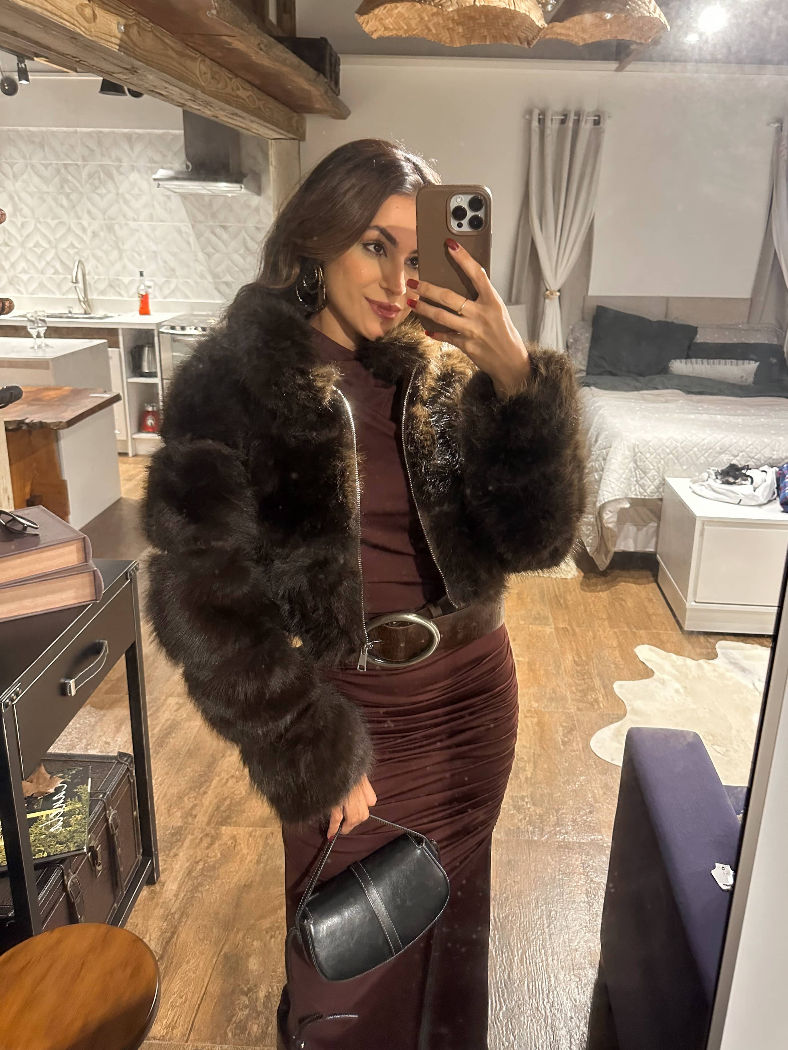 Vestido midi marrom Alury