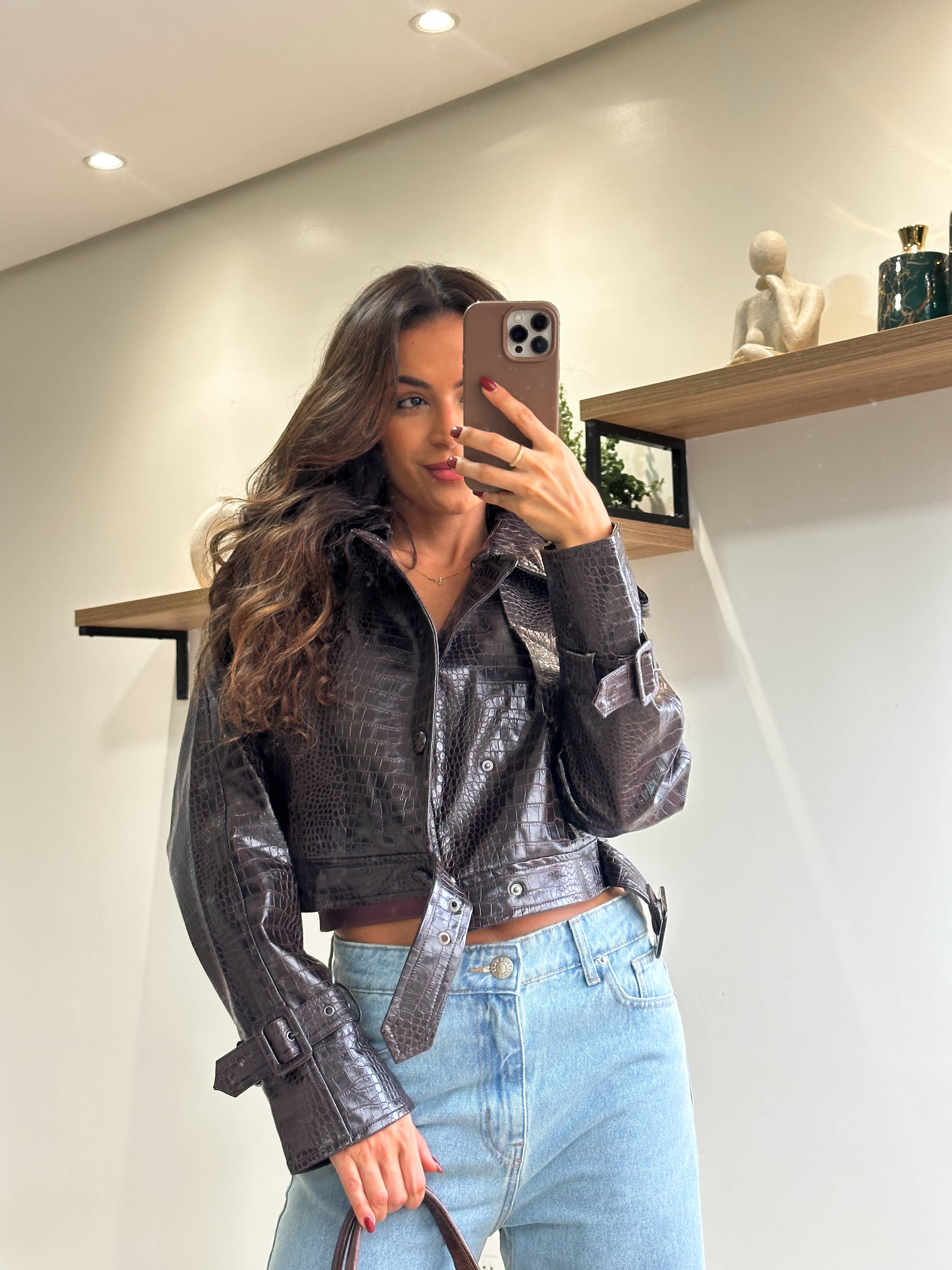 Jaqueta Croco Marrom Elza