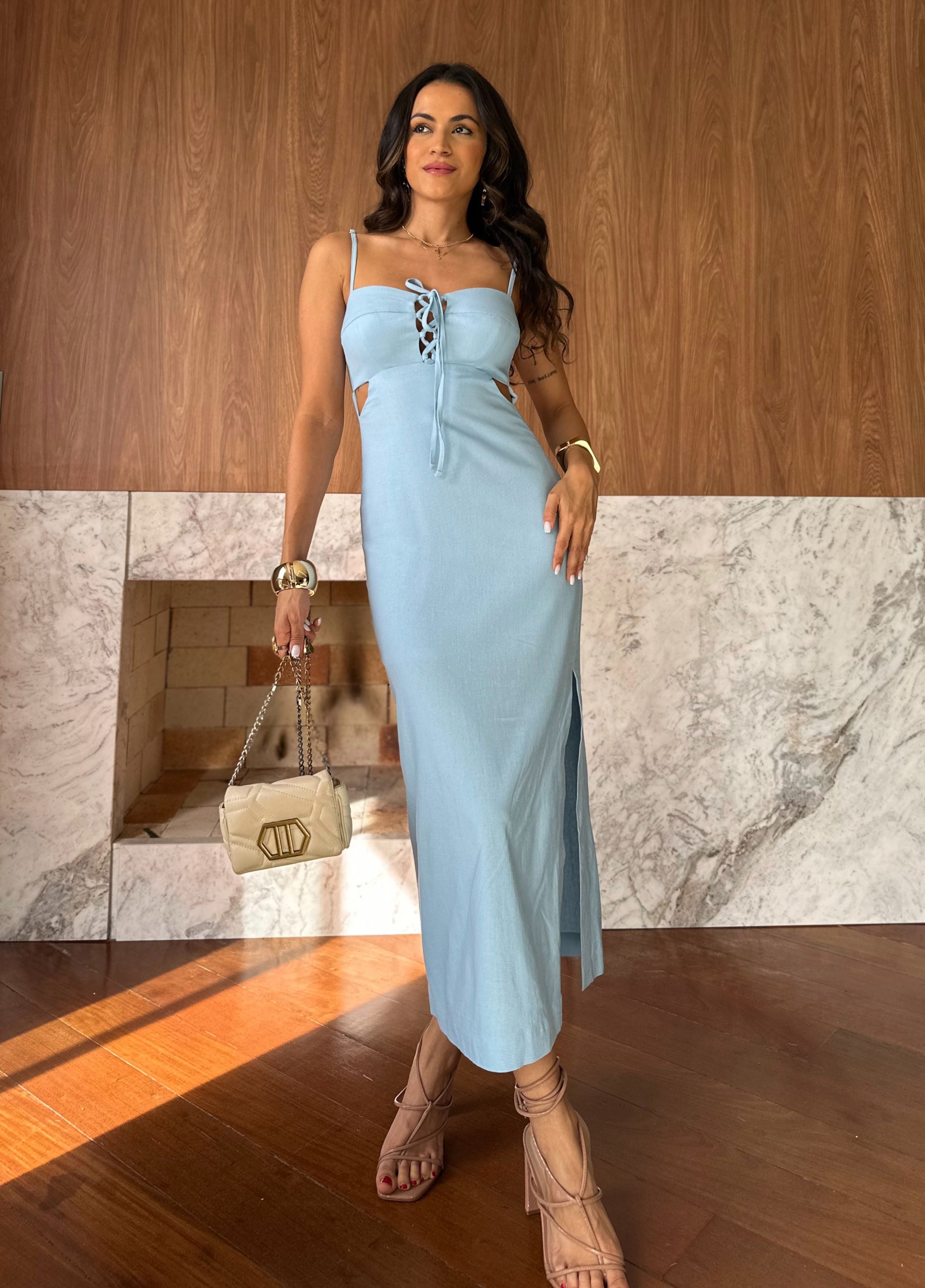 Vestido Midi Azul Falls