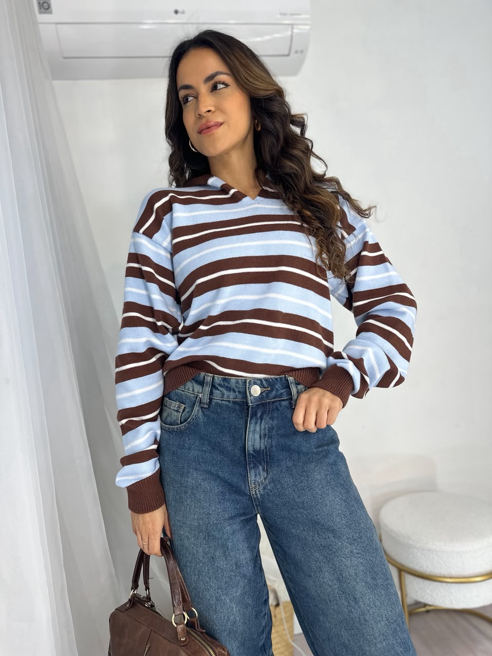 Tricot Listrado Azul Liz