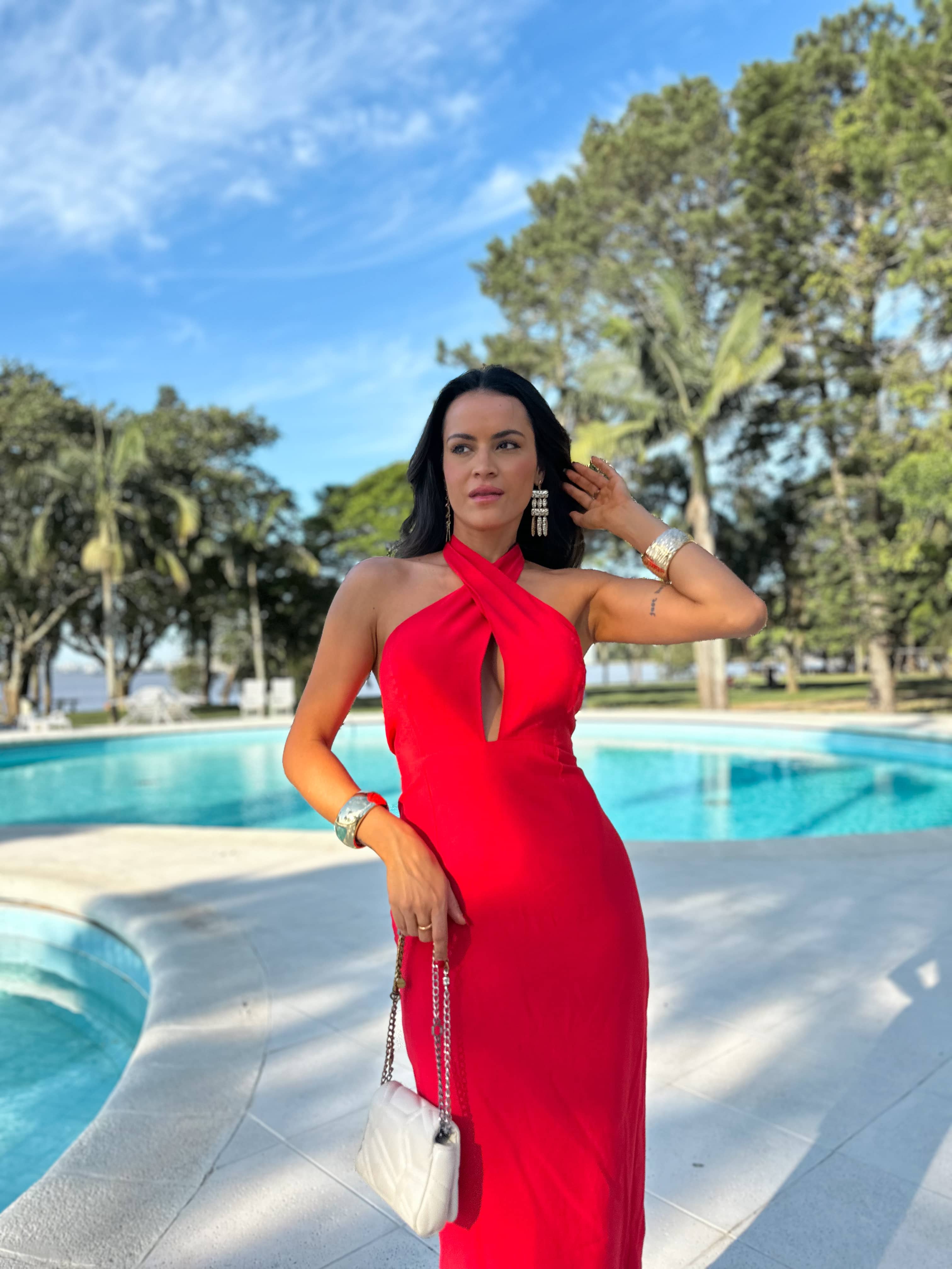 Vestido Midi Vermelho Tiana