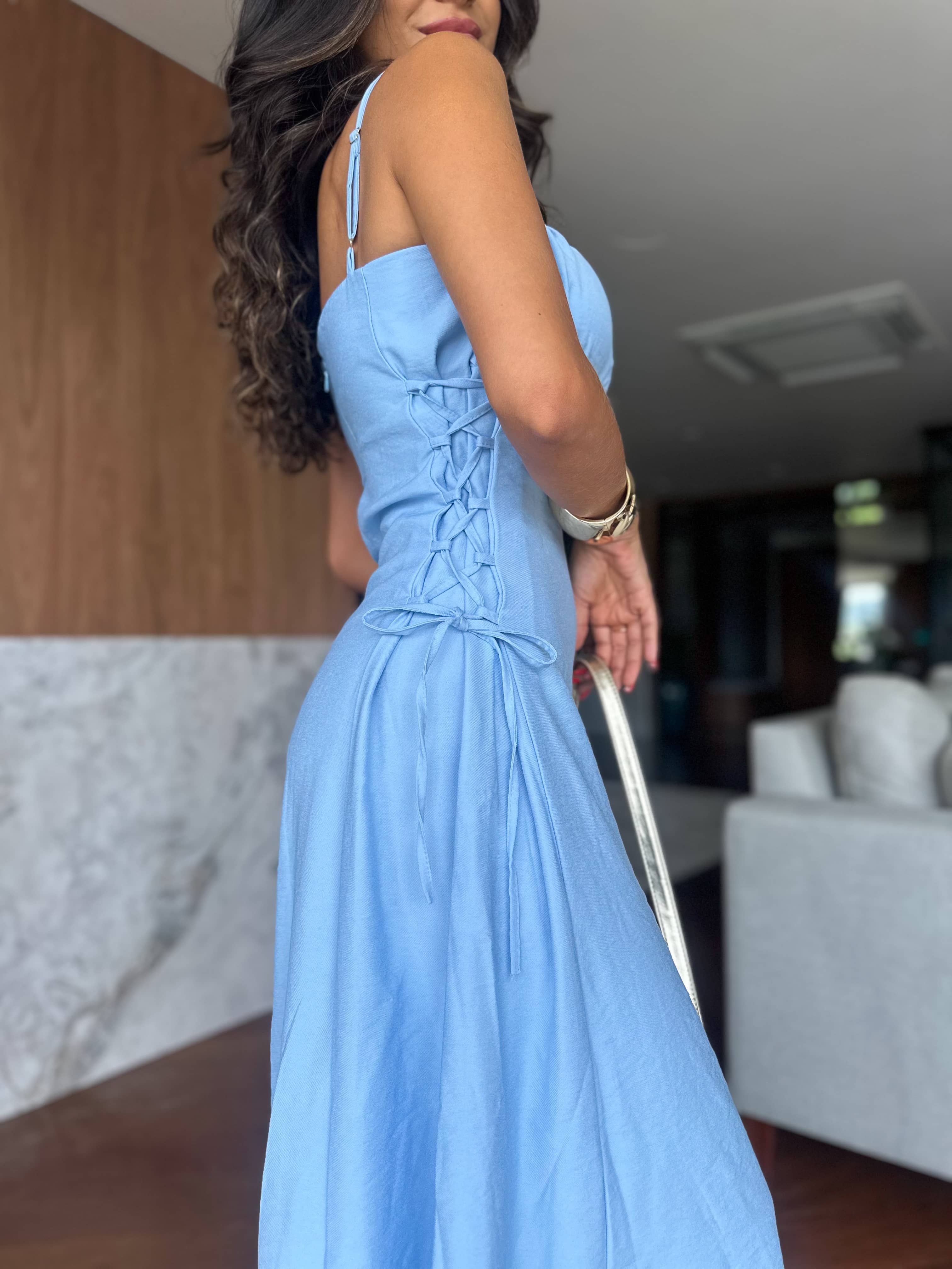 Vestido Azul Tassel