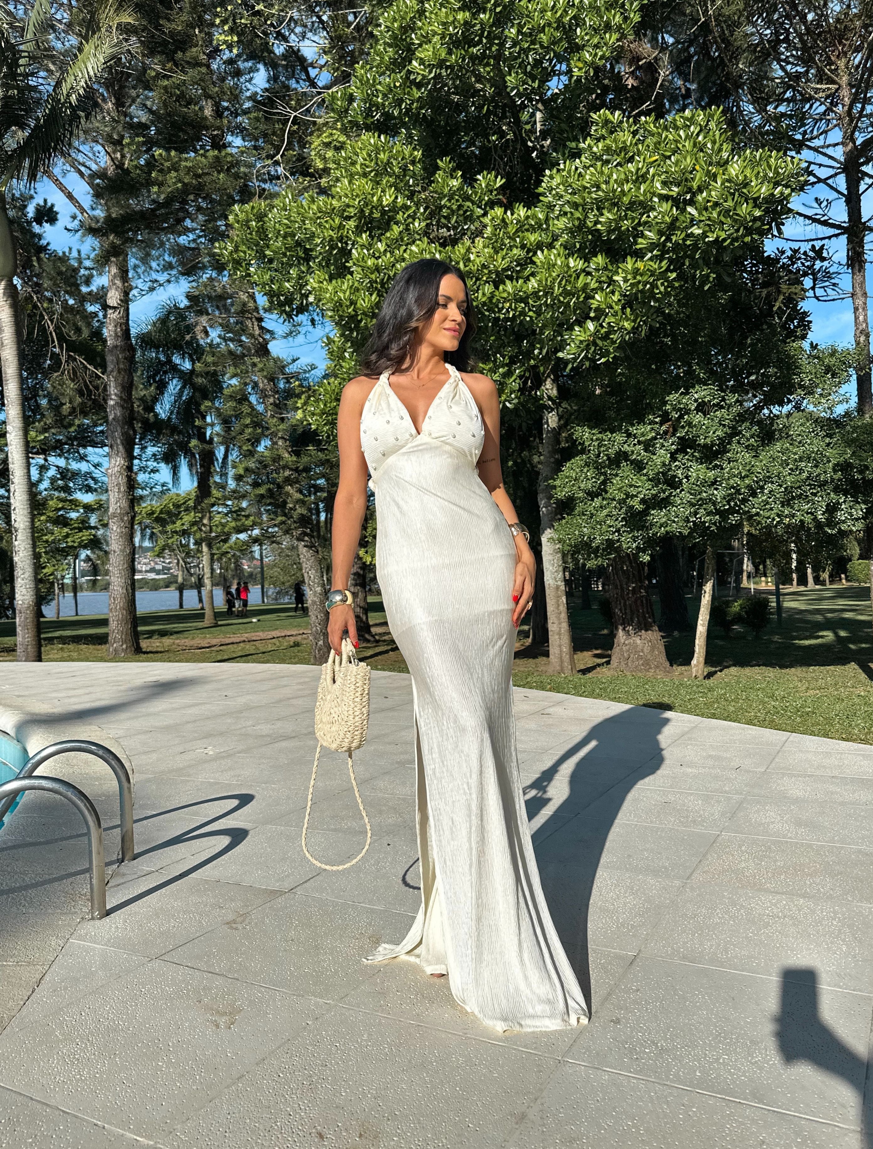 Vestido Midi Areia Pérola