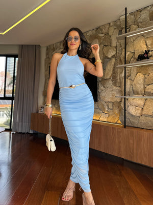 Vestido em Tule Azul Nancy