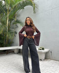Blusa Marrom Renda Katia