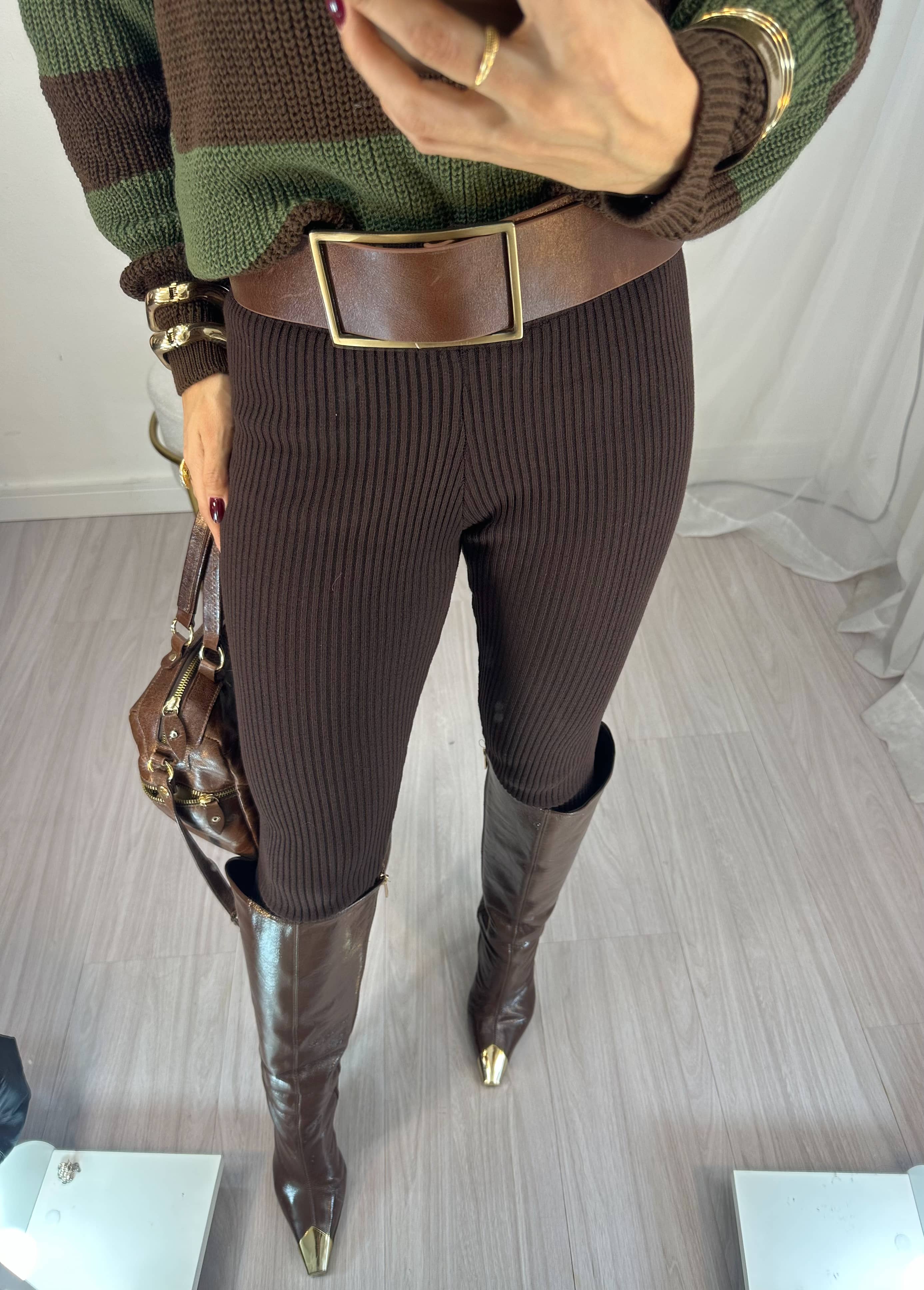 Calça Fusô Modal com Pezinho Marrom Leandra