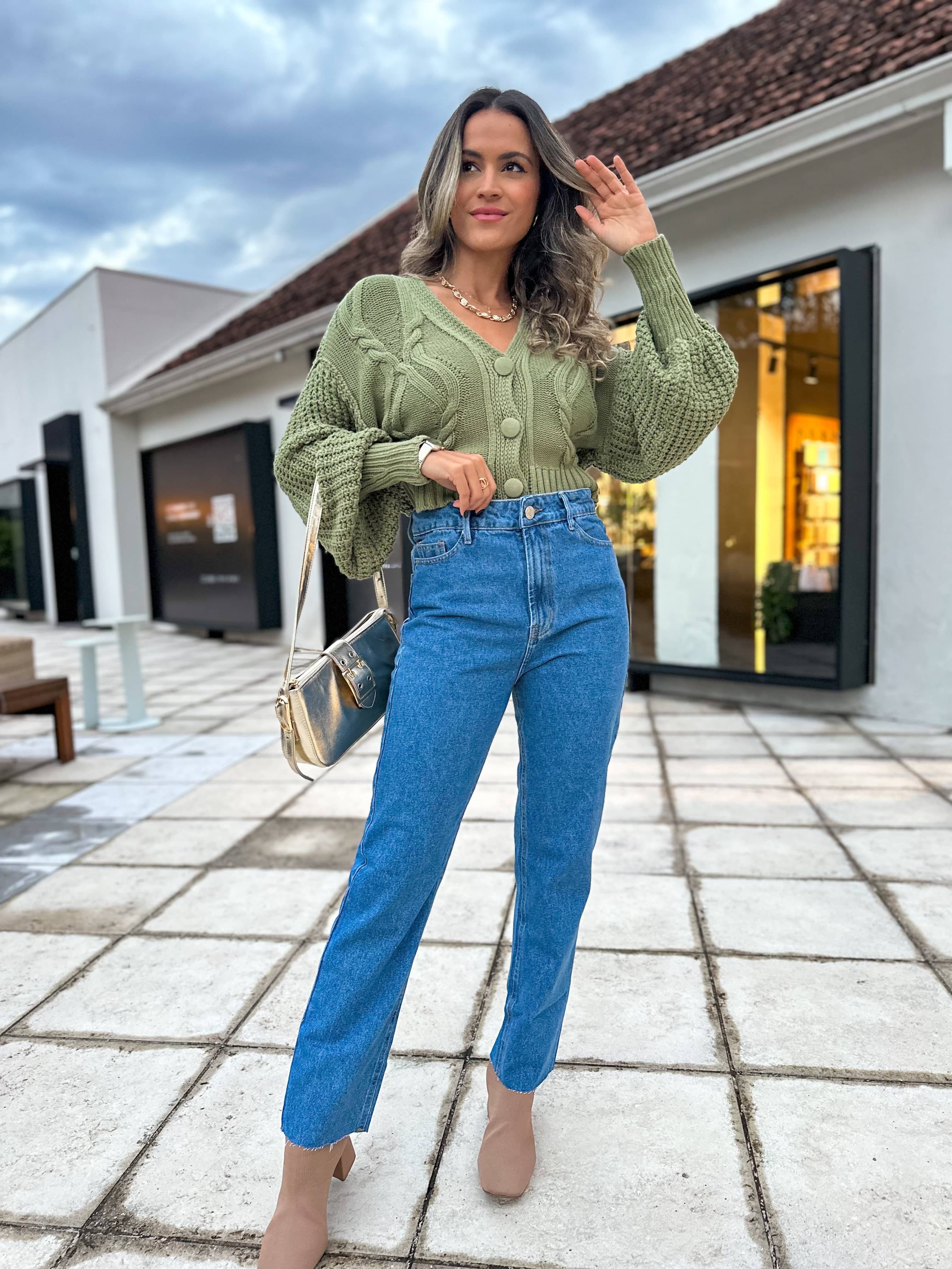 Calça Reta Jeans Mily Escura