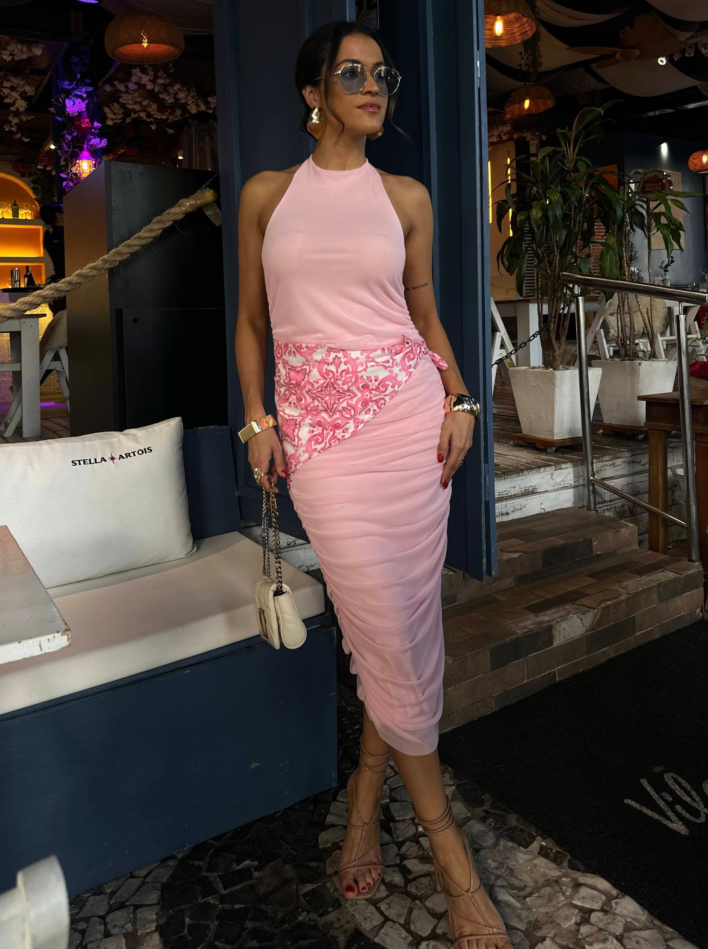 Vestido em Tule Rosa Nancy